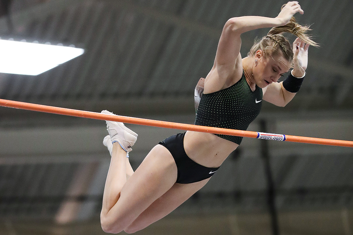 Katie Nageotte wins the pole vault at the IAAF World Indoor Tour meeting in Boston