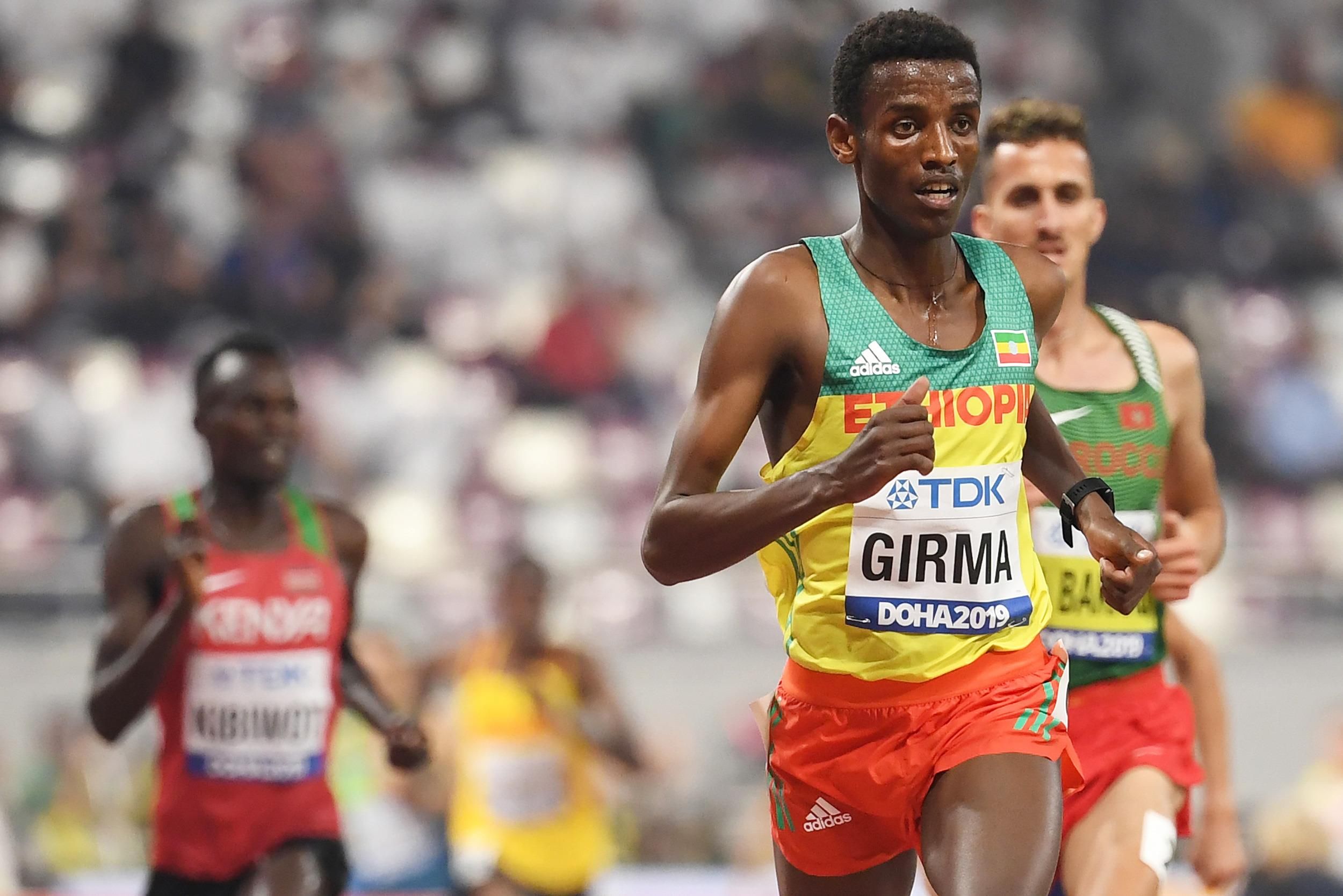 Lamecha Girma in the steeplechase at the IAAF World Athletics Championships Doha 2019
