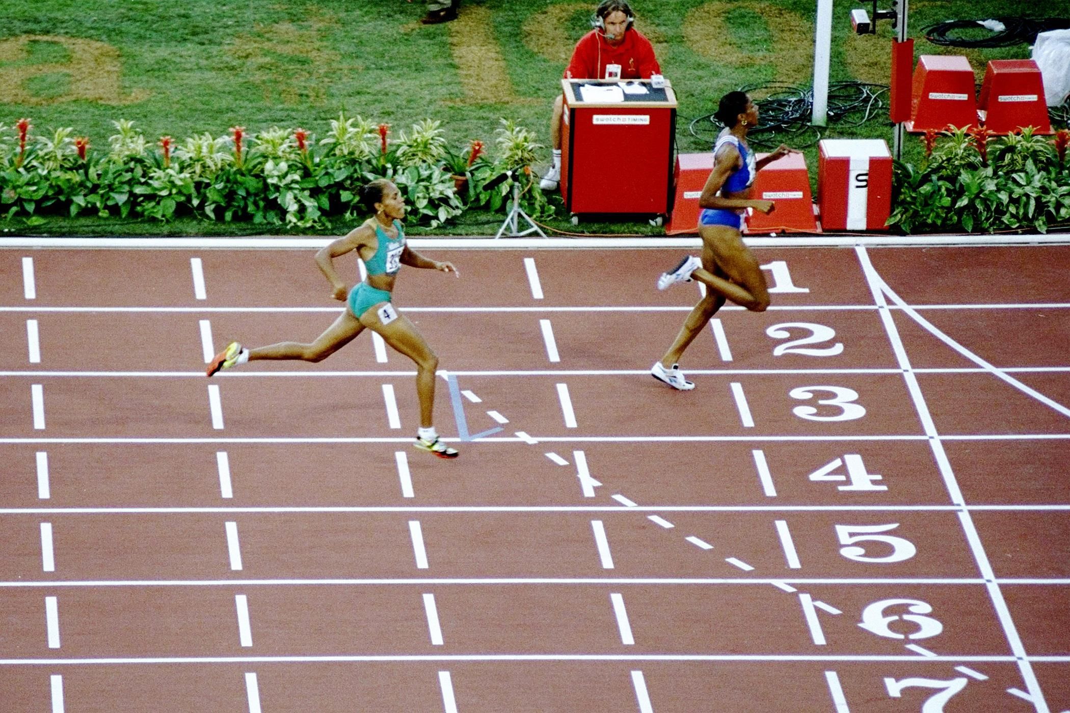Marie-Jose Perec and Cathy Freeman in the 1996 Olympic 400m final