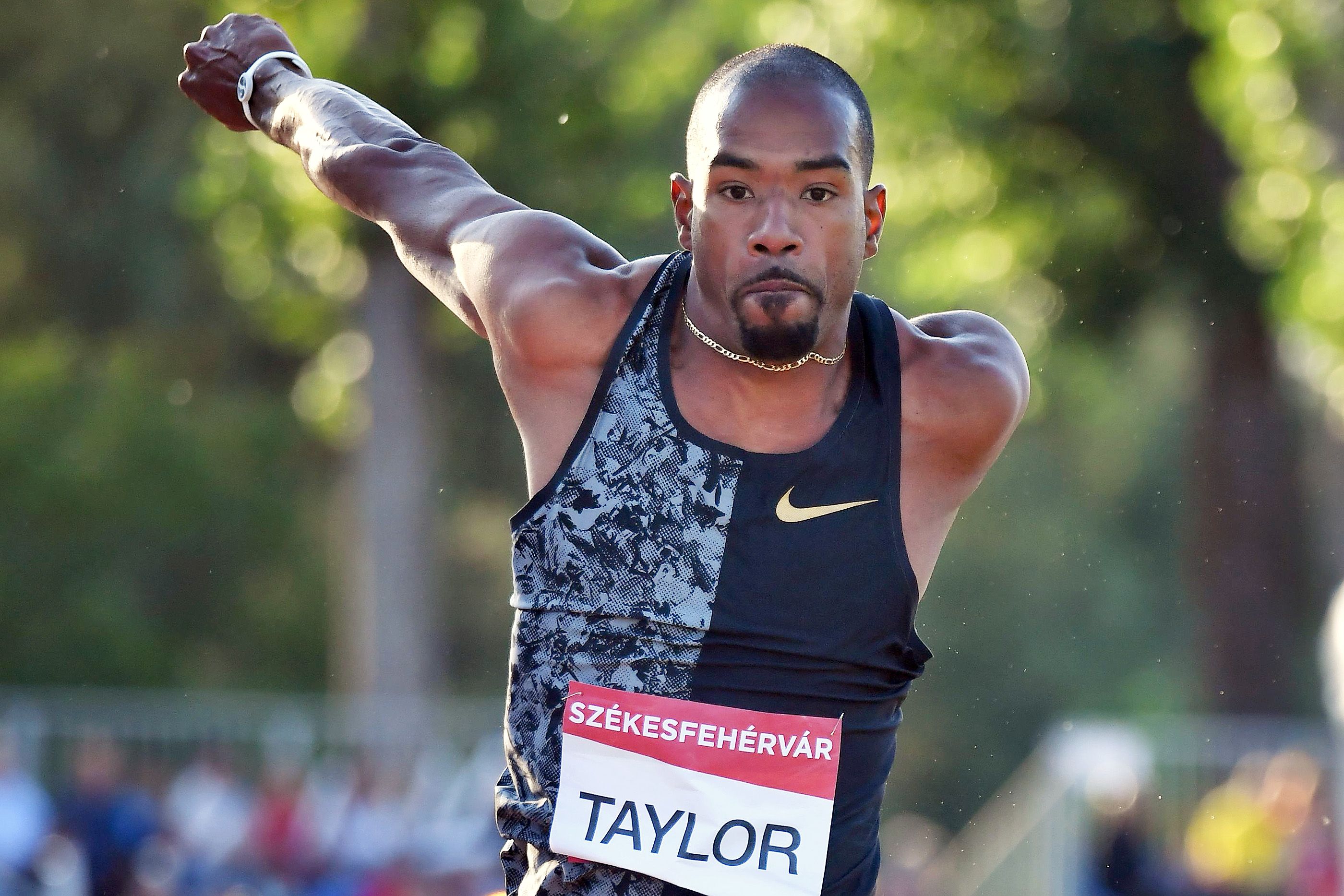 Christian Taylor in action in the triple jump in Szekesfehervar