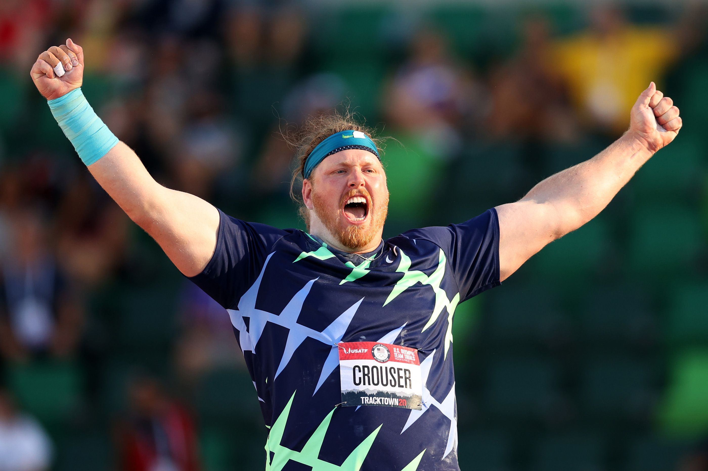Ryan Crouser after breaking the world shot put record in Eugene