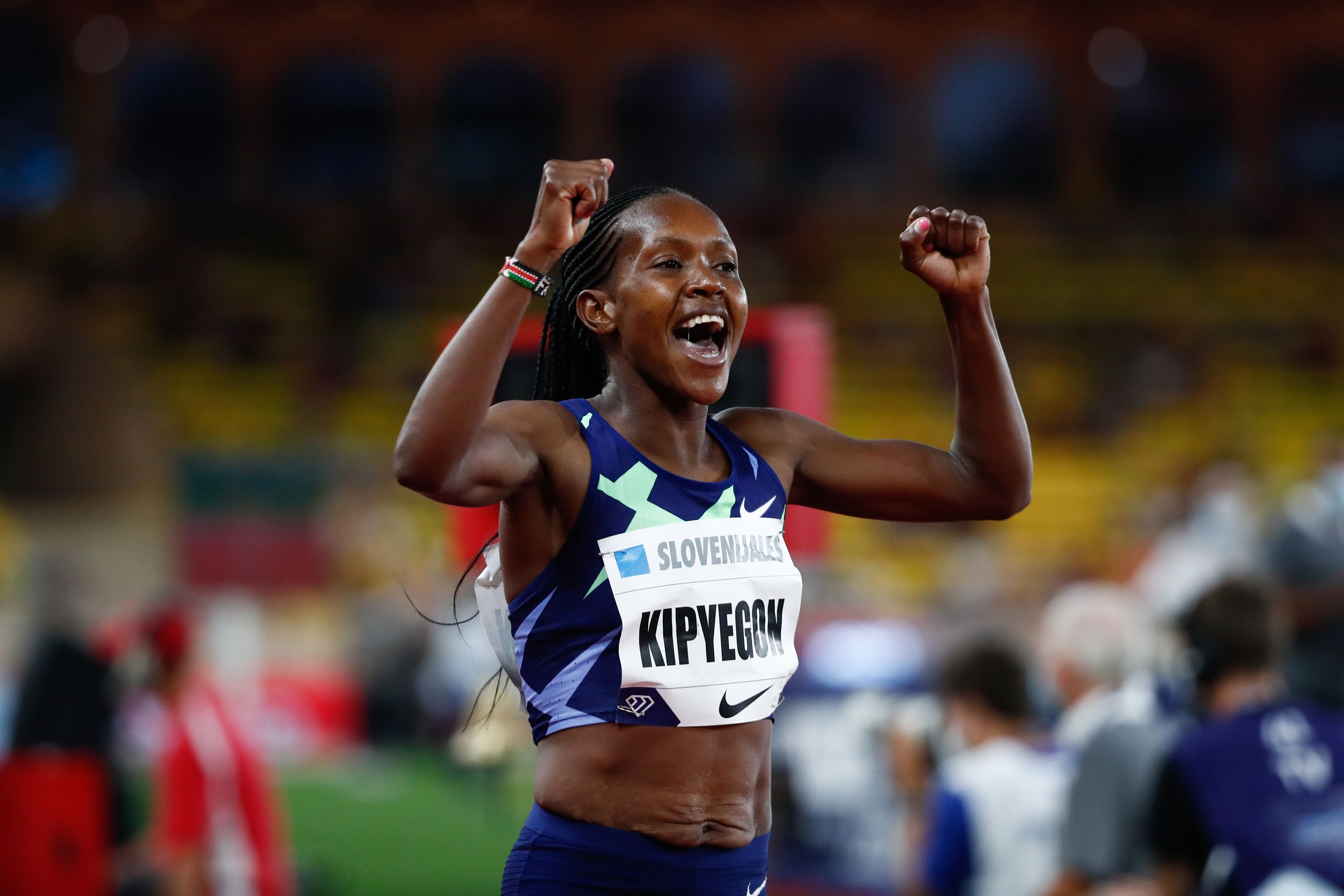 Faith Kipyegon wins the 1500m at the Wanda Diamond League meeting in Monaco