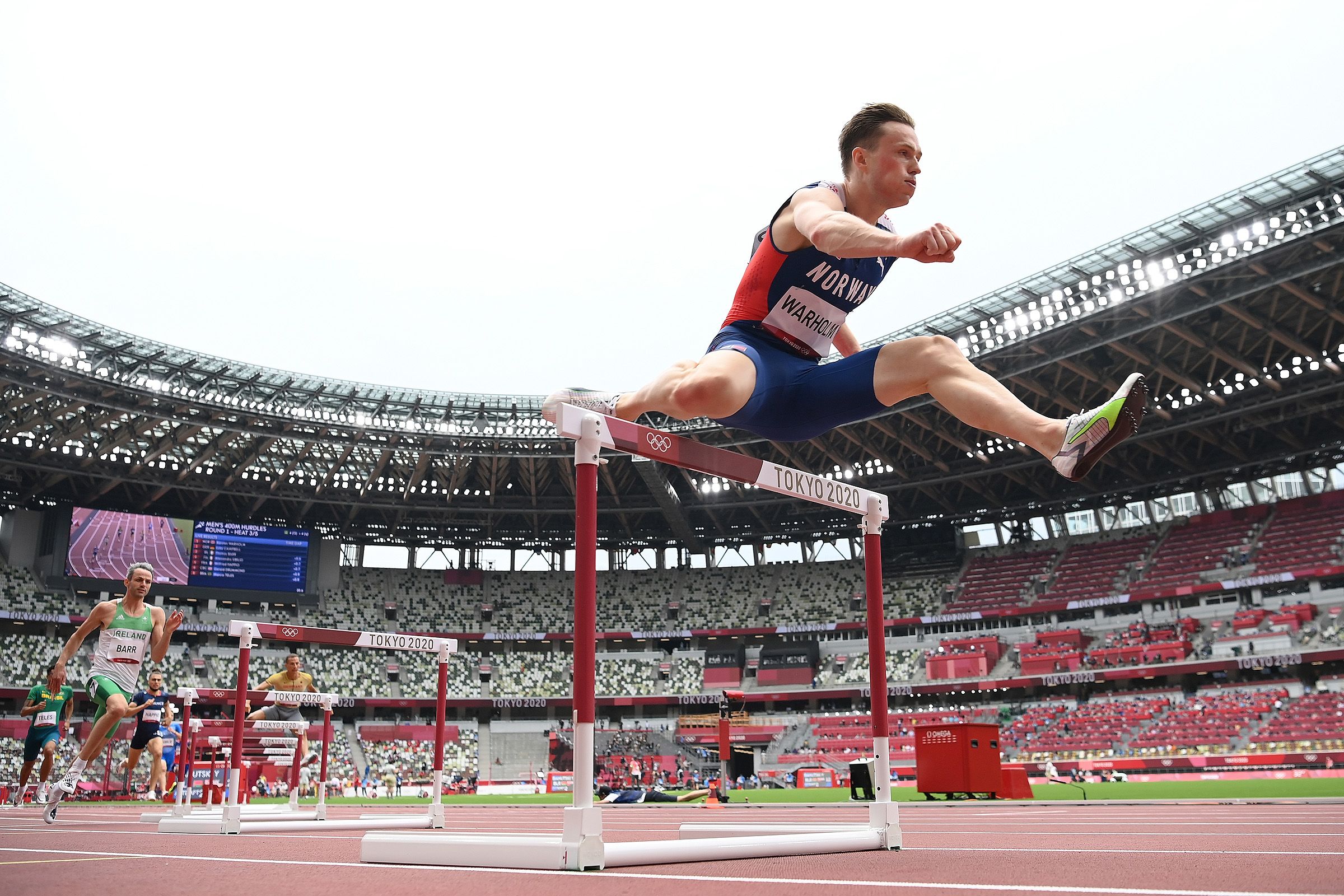 Karsten Warholm in the 400m hurdles at the Tokyo Olympics