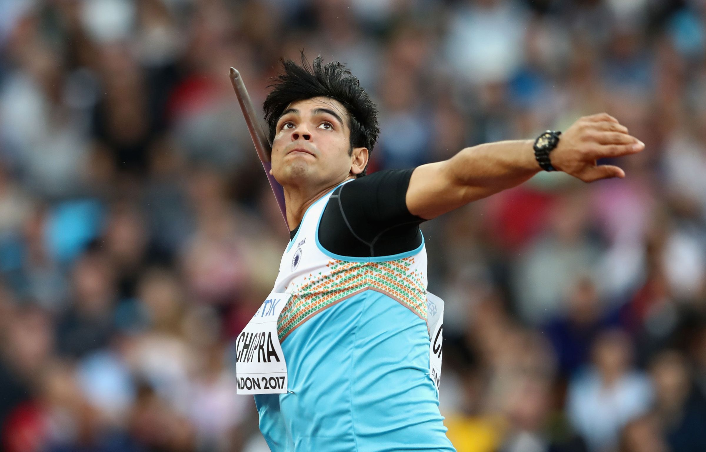 Neeraj Chopra in action at the World Championships London 2017