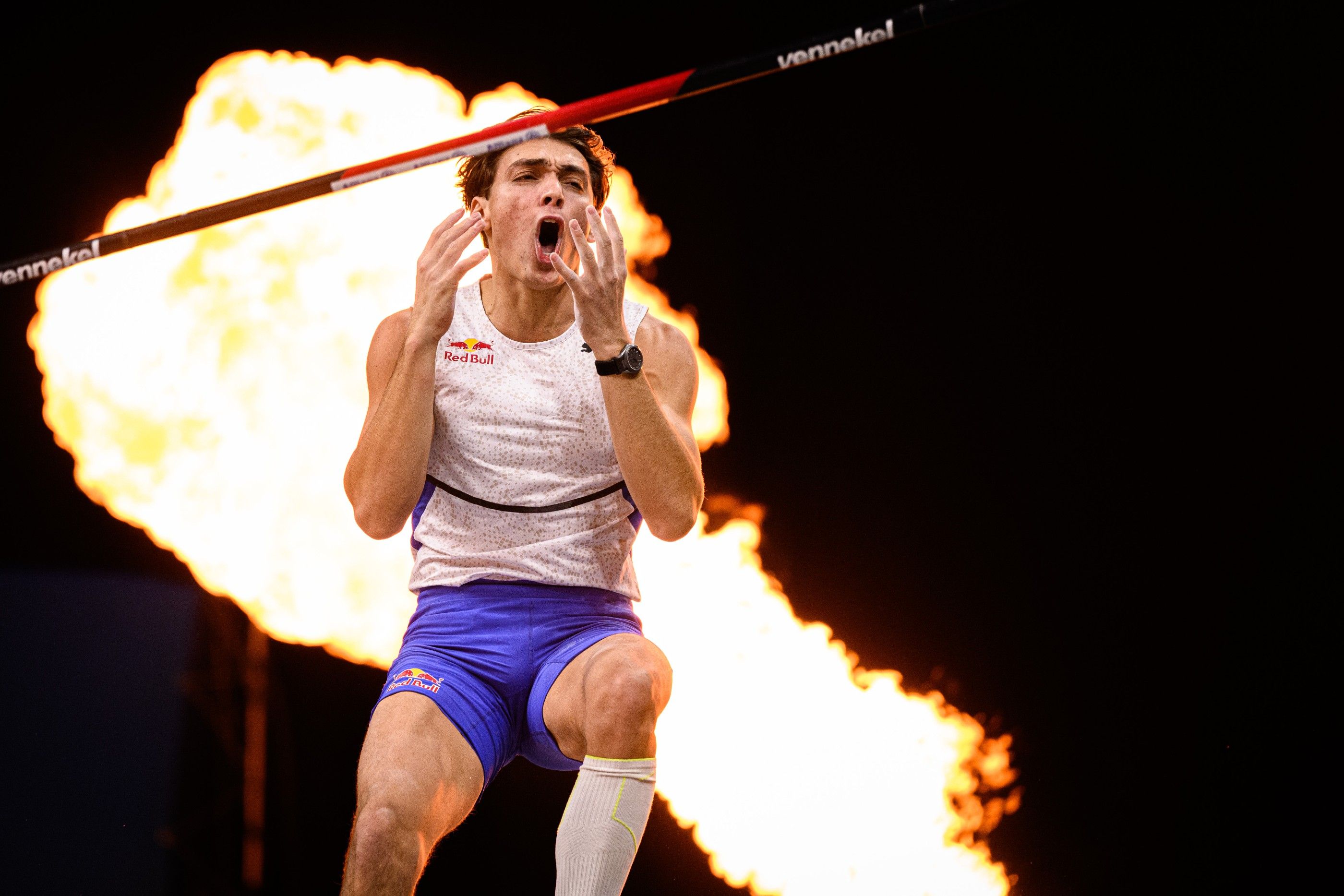 Mondo Duplantis in action at the ISTAF Indoor meeting in Berlin