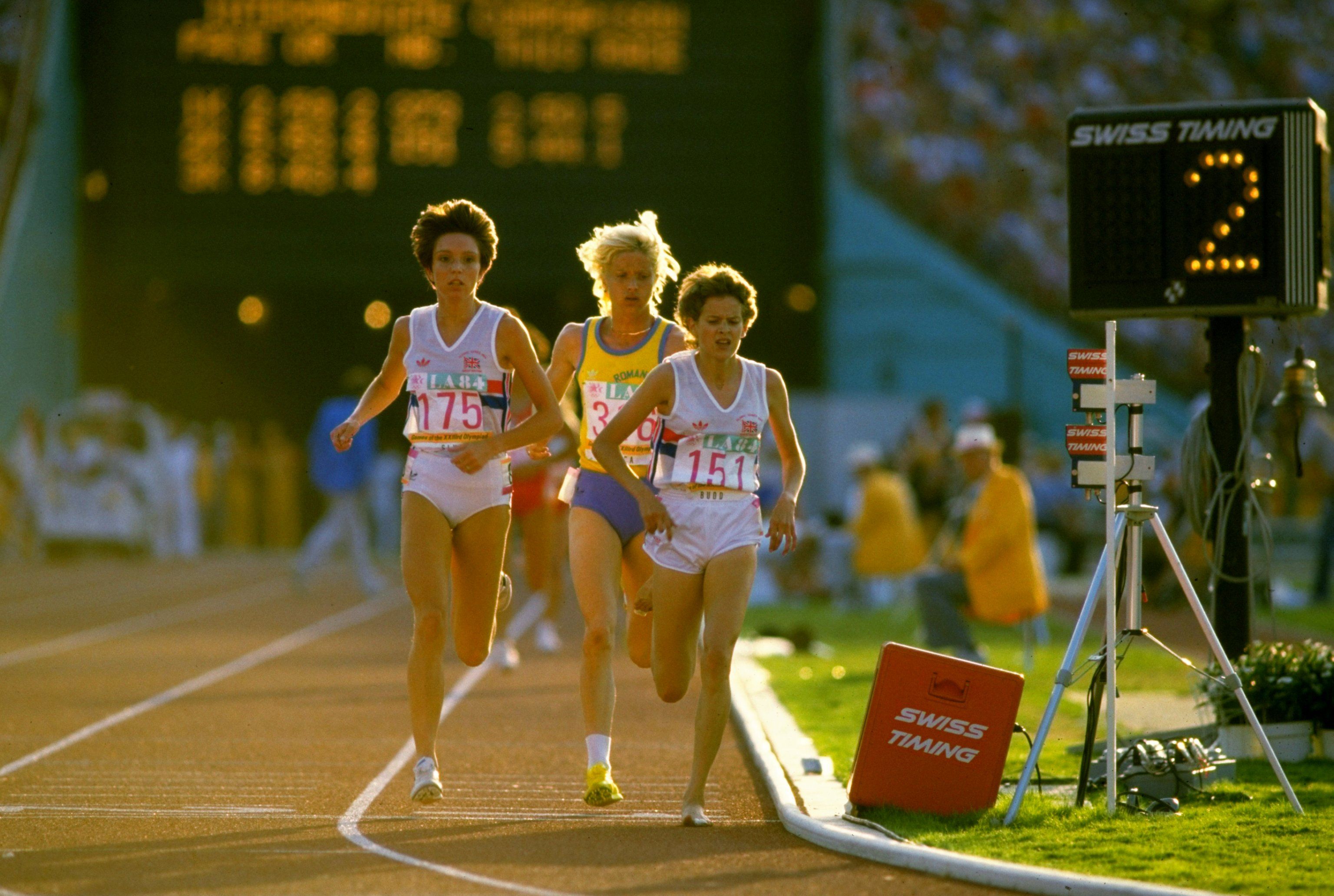 Wendy Sly, Maricica Puica and Zola Budd in the 1984 Olympic 3000m final