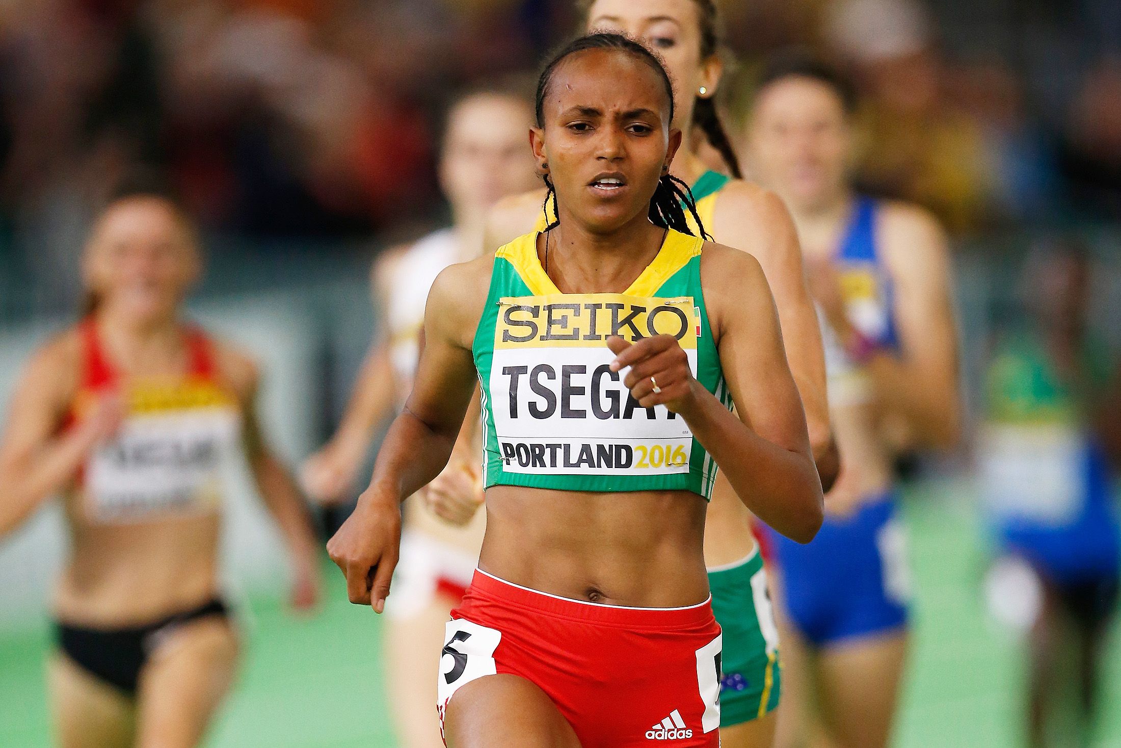 Gudaf Tsegay in action at the World Indoor Championships