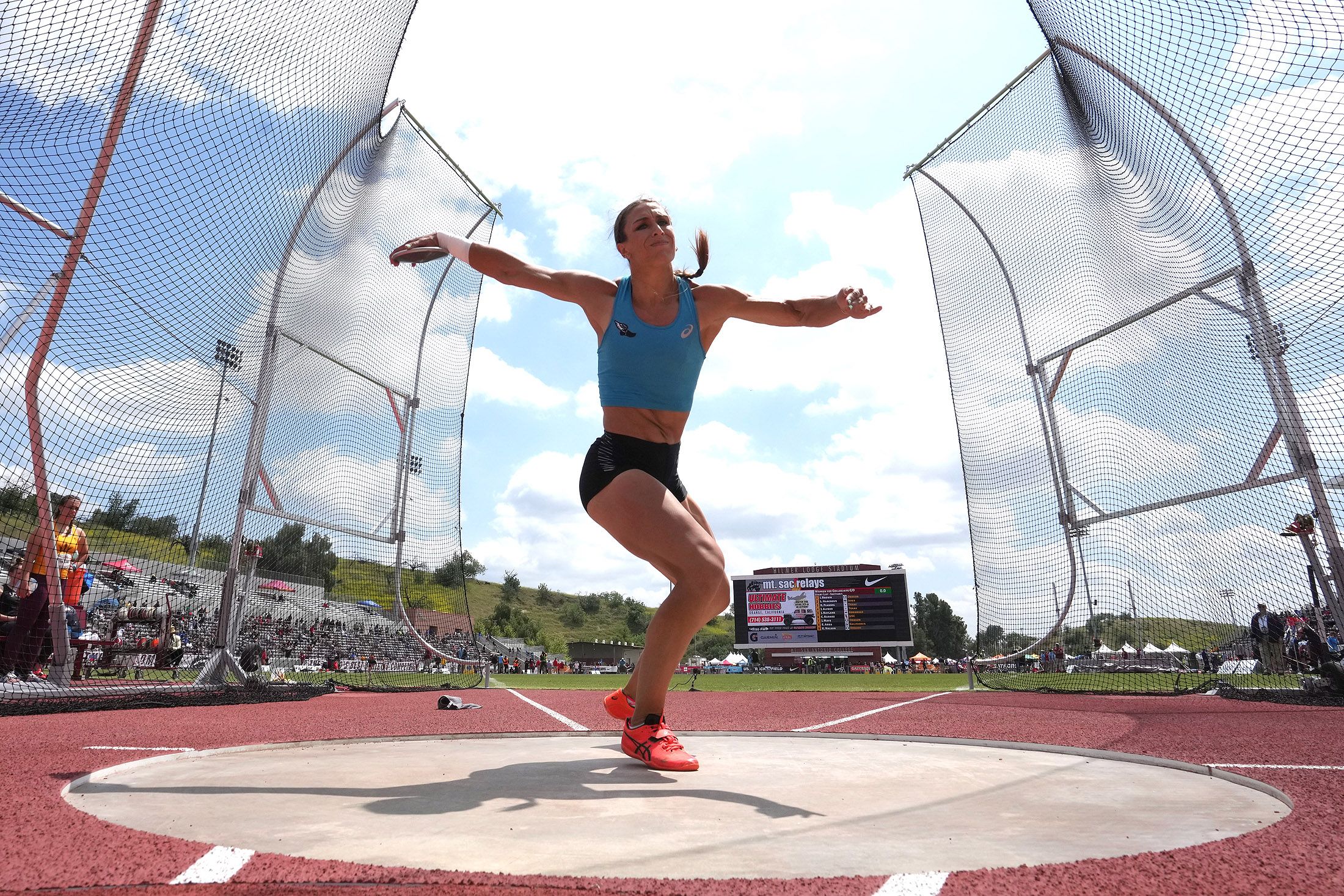 Valarie Allman, winner of the discus at the Continental Tour Gold meeting at Mt SAC