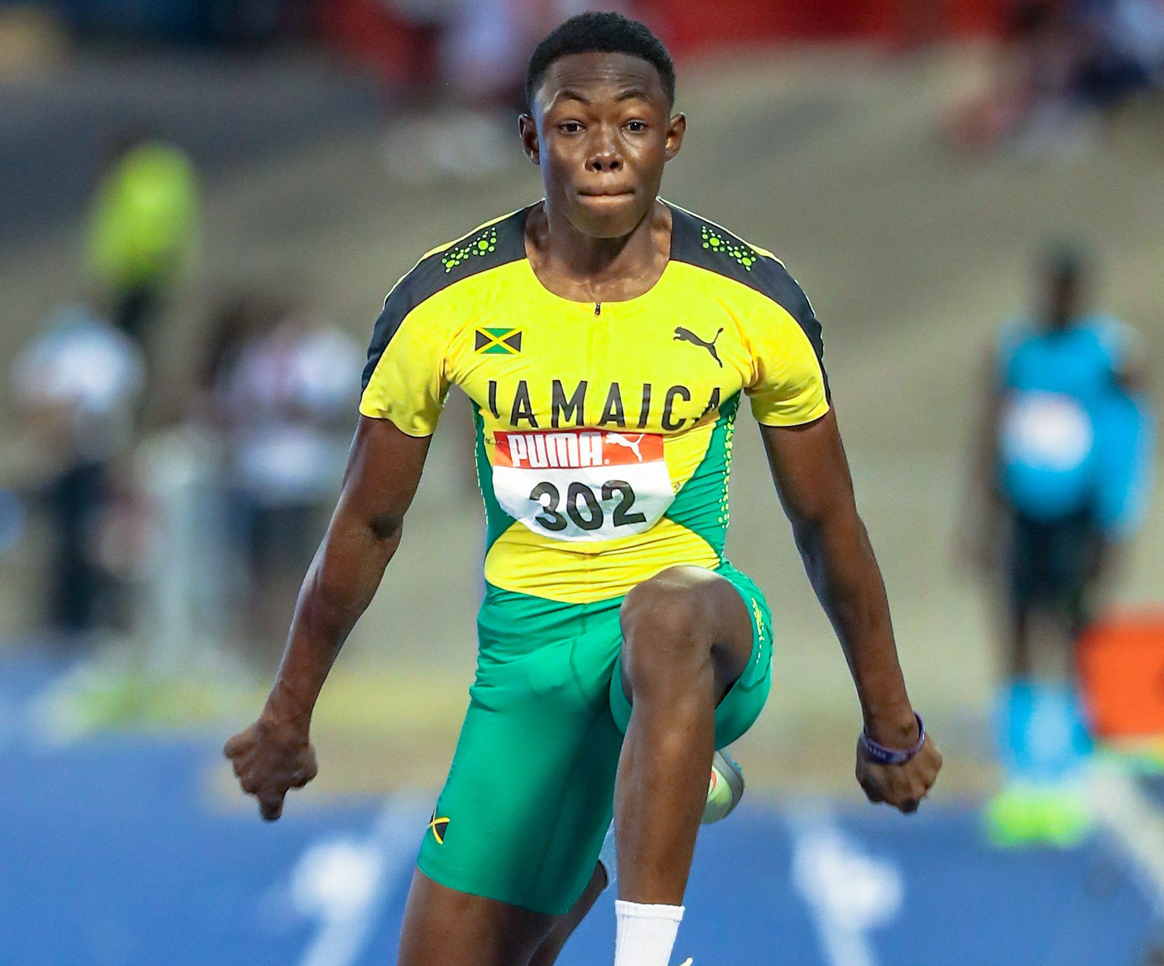 Jaydon Hibbert in the triple jump at the 49th edition of the Carifta Games in Kingston