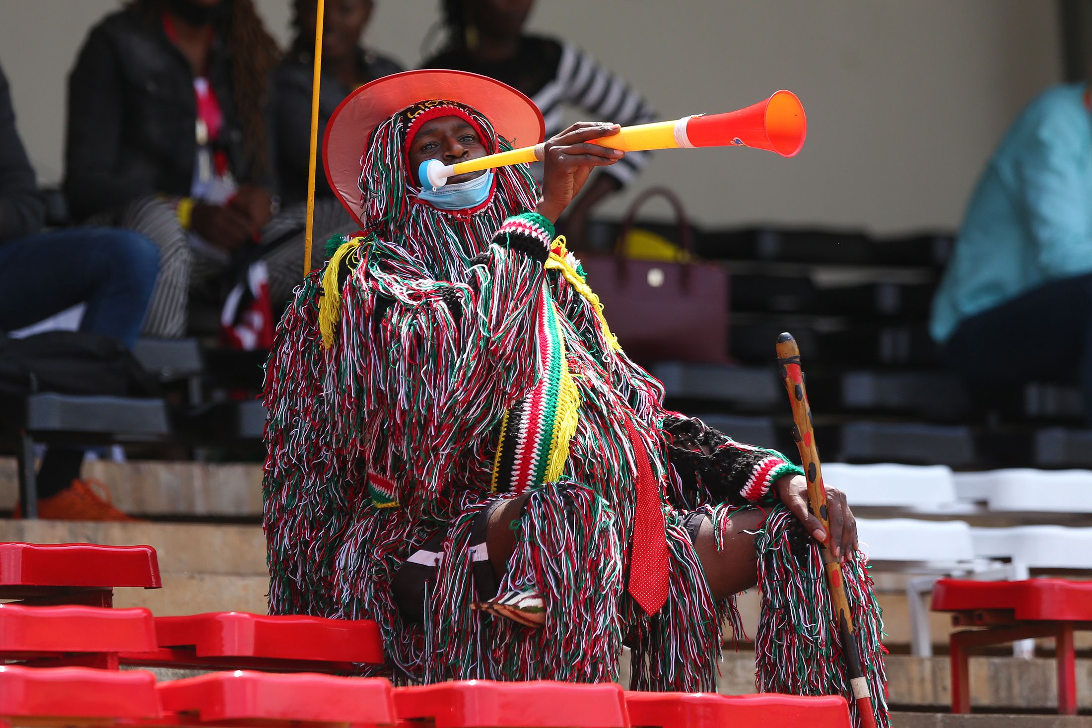 A fan in the stands at Kasarani Stadium