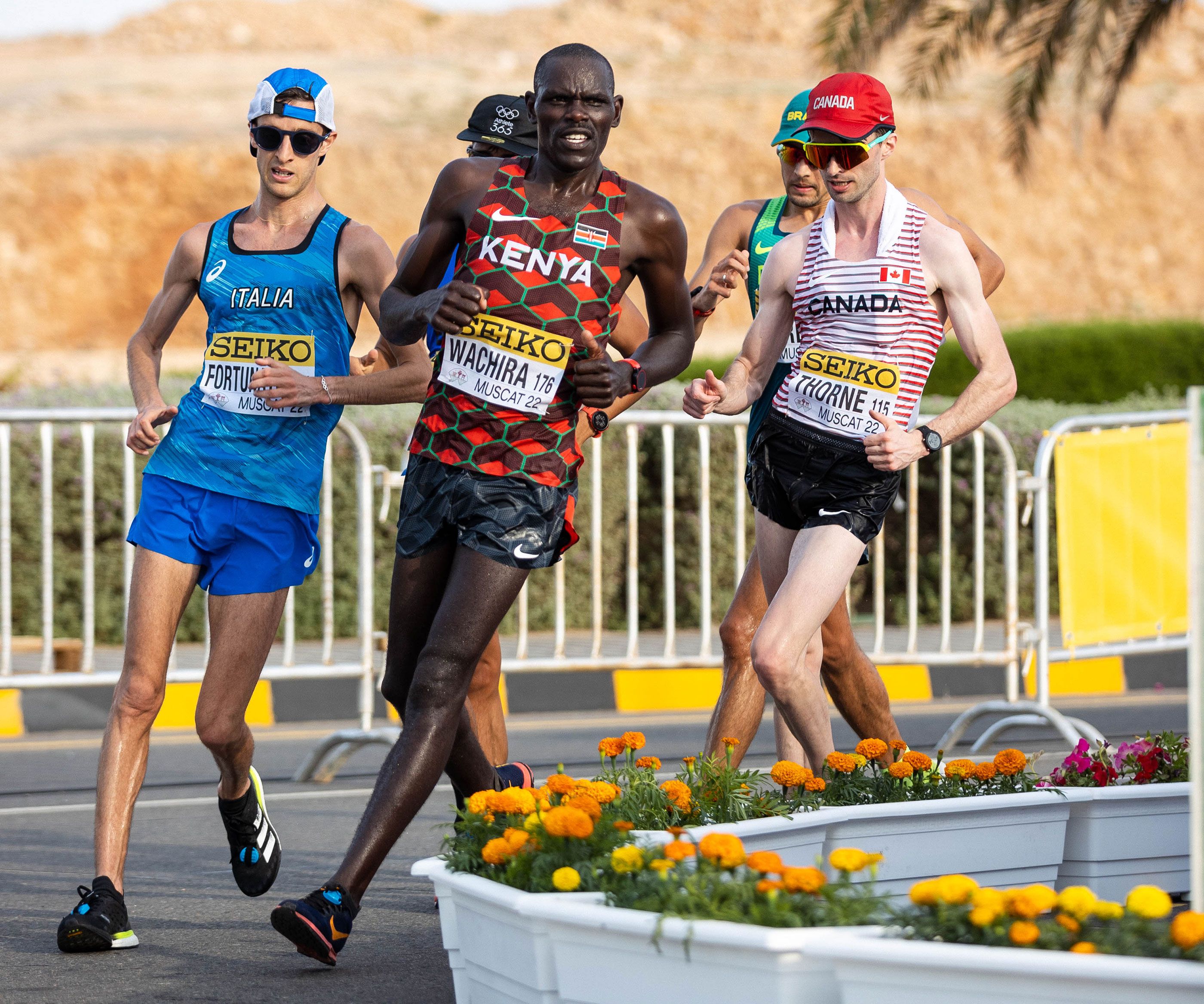 Kenya's Simon Wachira at the World Athletics Race Walking Team Championships Muscat 22
