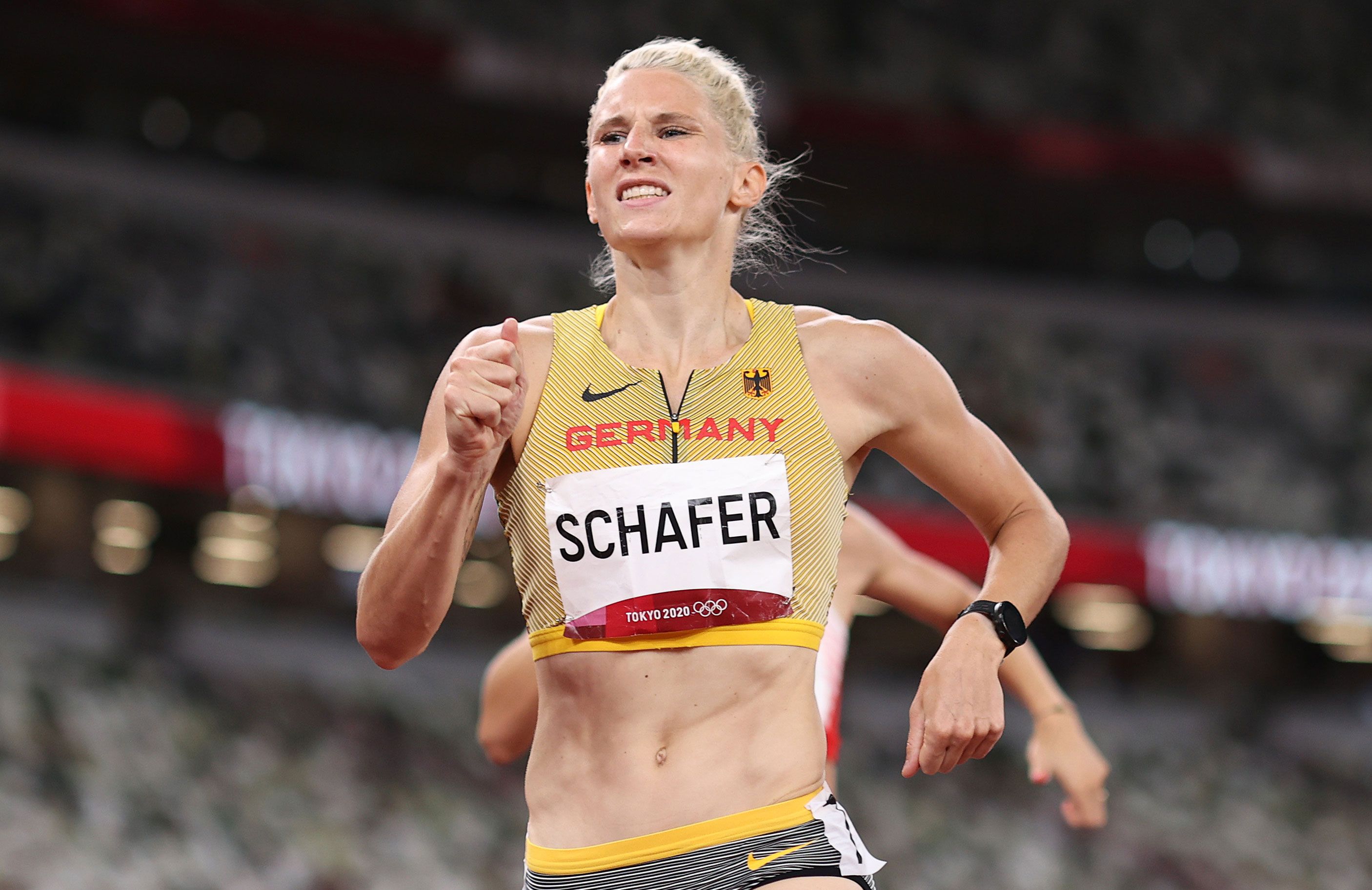 Carolin Schafer competes in Tokyo