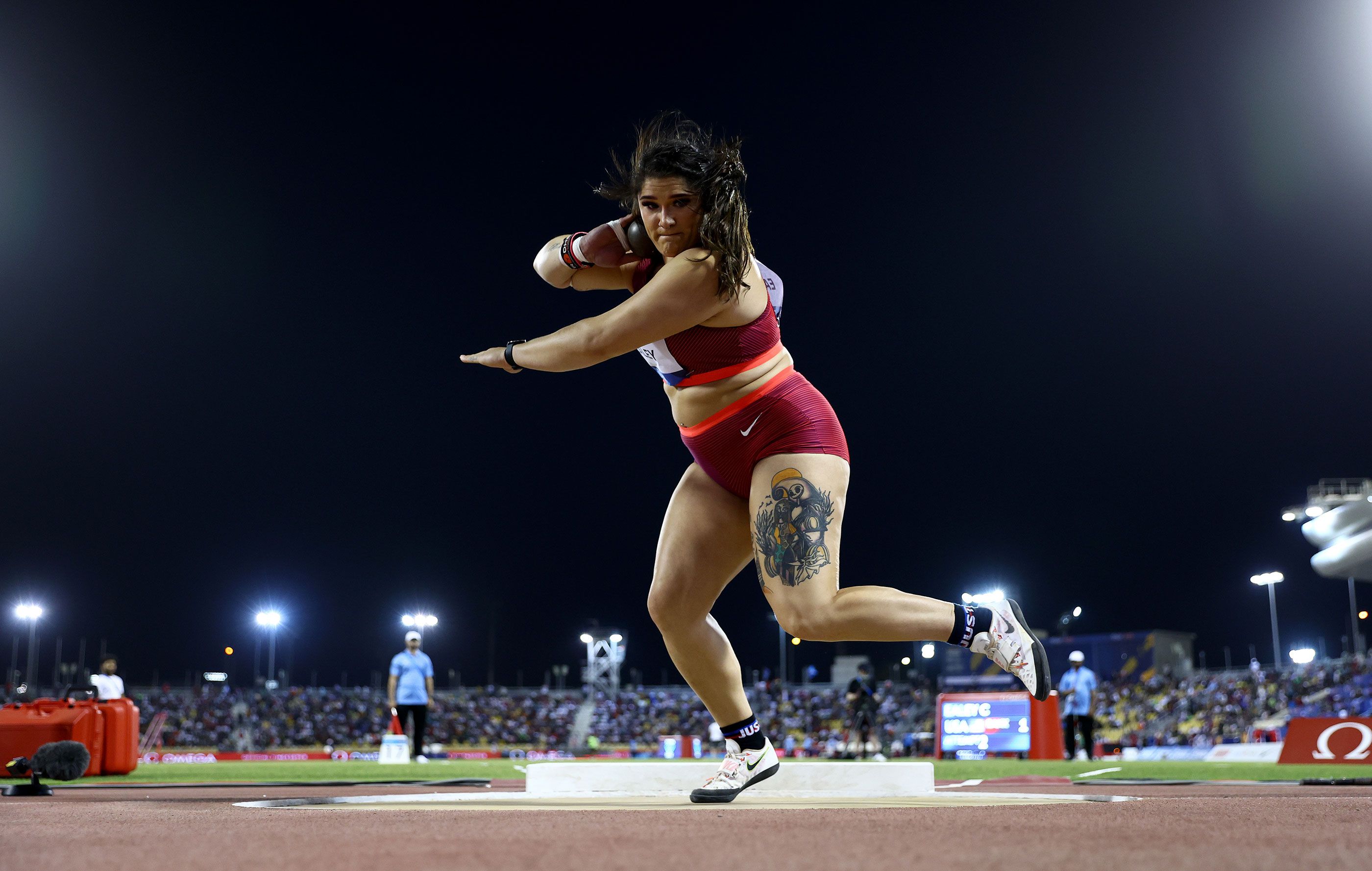 Shot put winner Chase Ealey at the Doha Diamond League