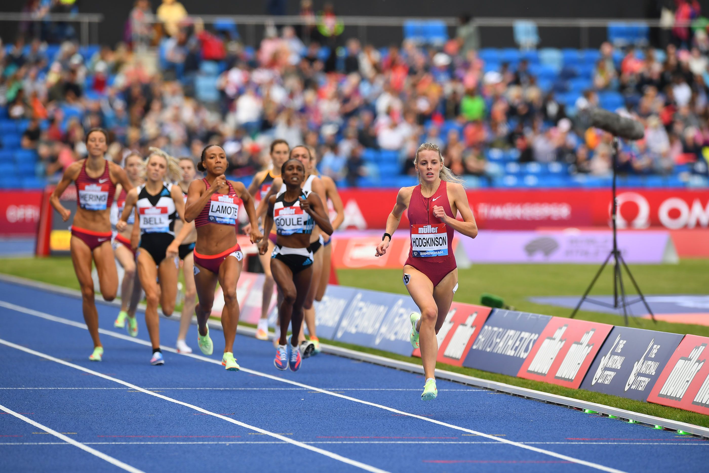 Keely Hodgkinson on her way to 800m victory in Birmingham