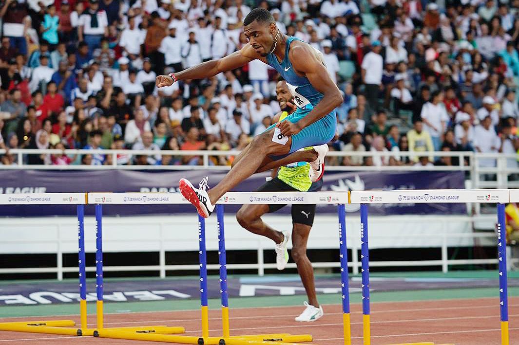 Khallifah Rosser in the 400m hurdles in Rabat