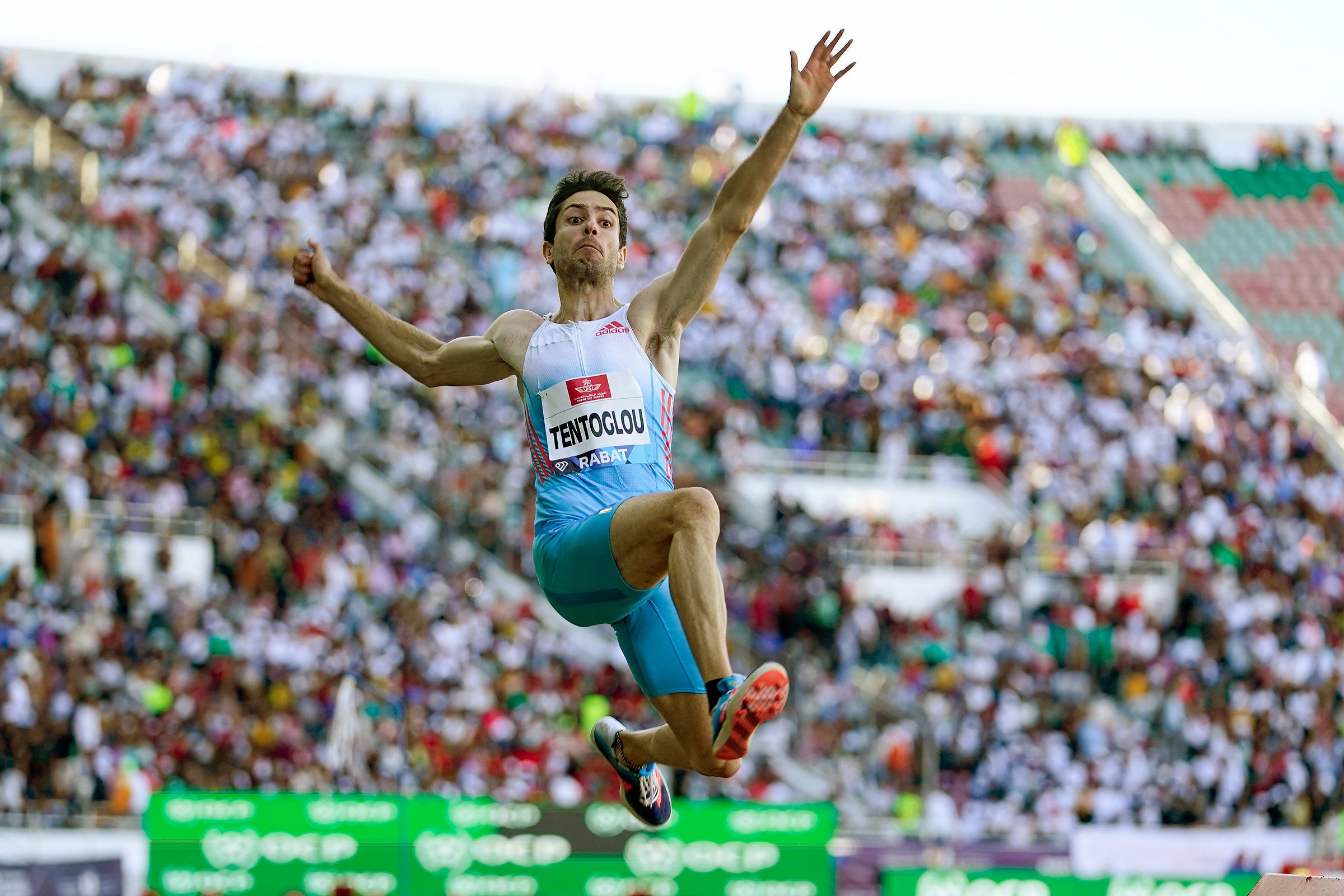 Miltiadis Tentoglou in the long jump in Rabat