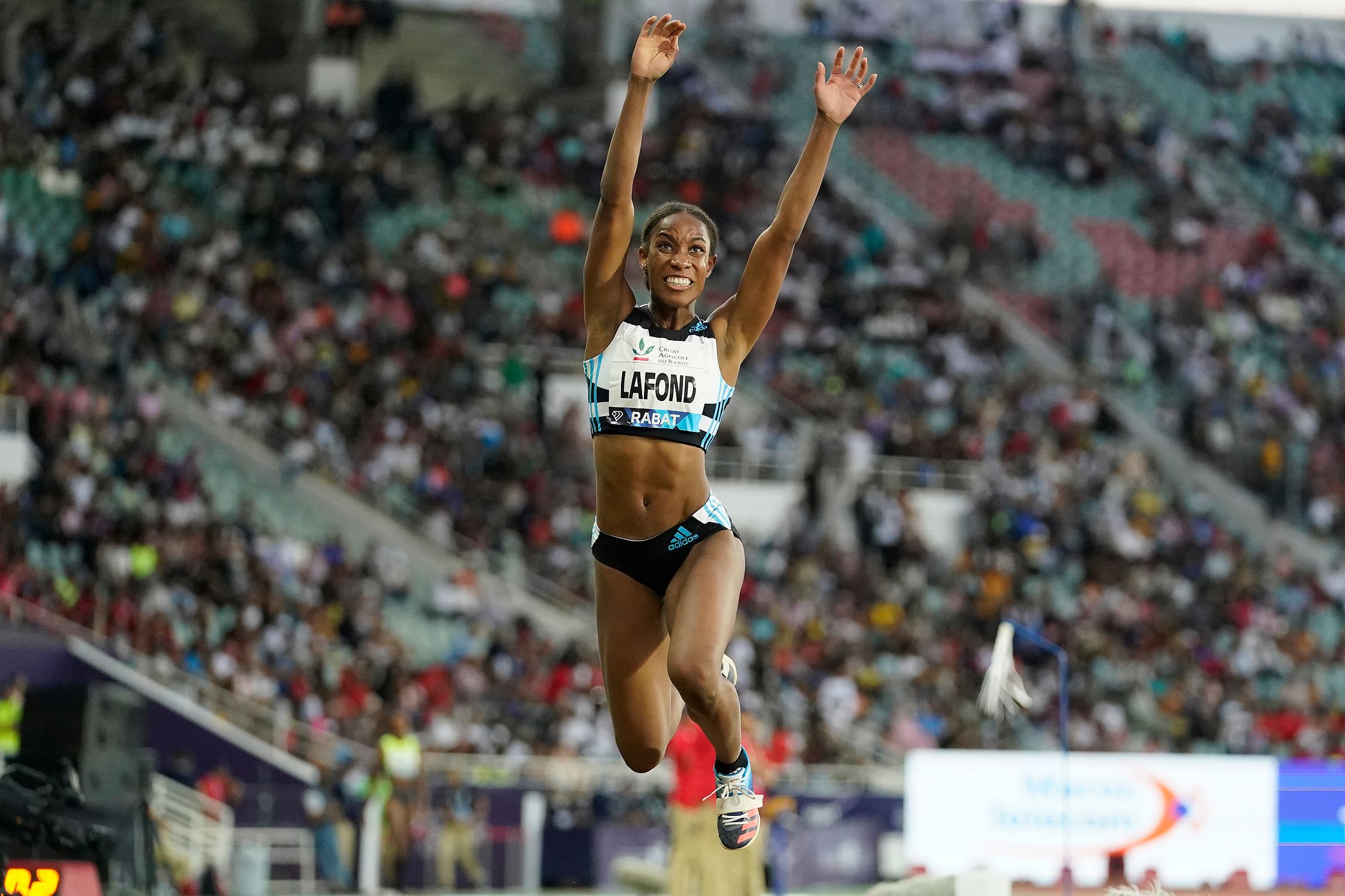 Triple jump winner Thea Lafond in Rabat