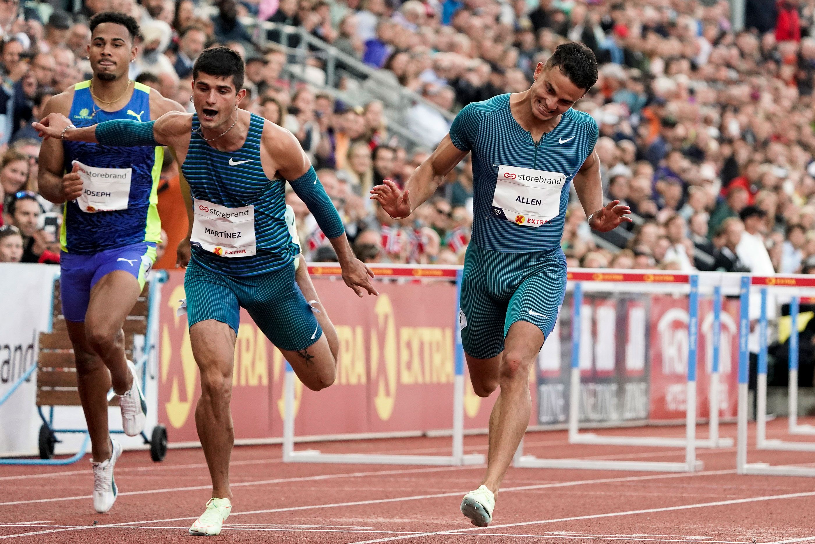 Devon Allen wins the 110m hurdles at the Wanda Diamond League meeting in Oslo