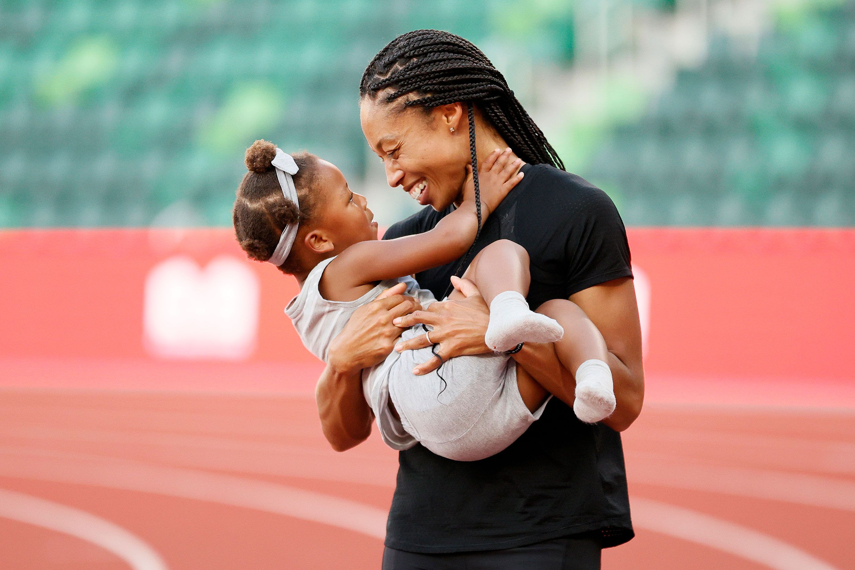 Allyson Felix with her daughter Camryn