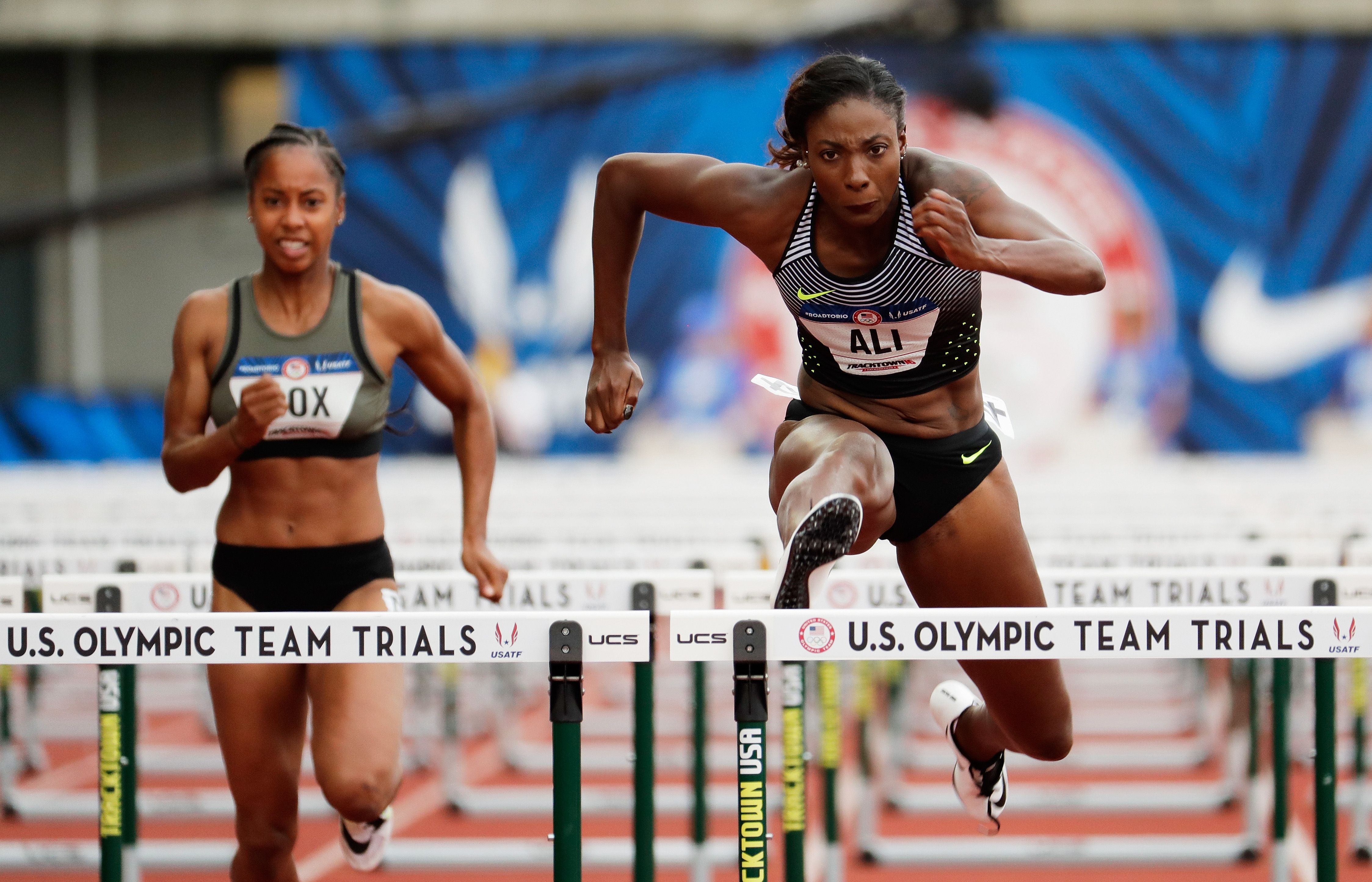 Nia Ali in action at the 2016 US Trials in Eugene