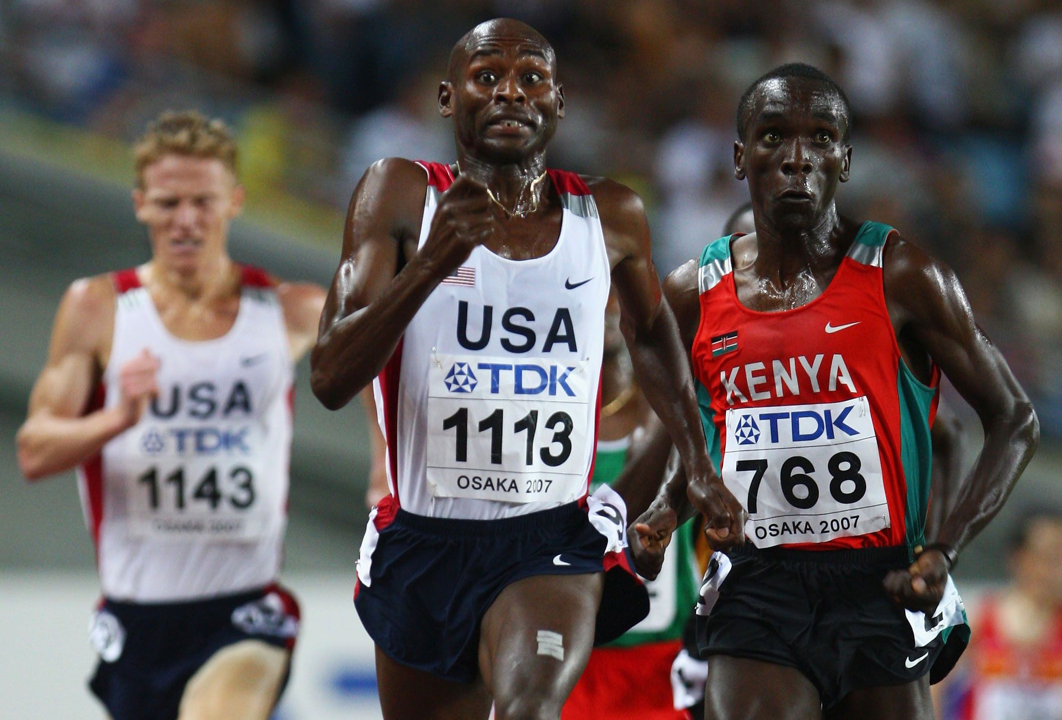 Bernard Lagat on his way to the world 5000m title in 2007