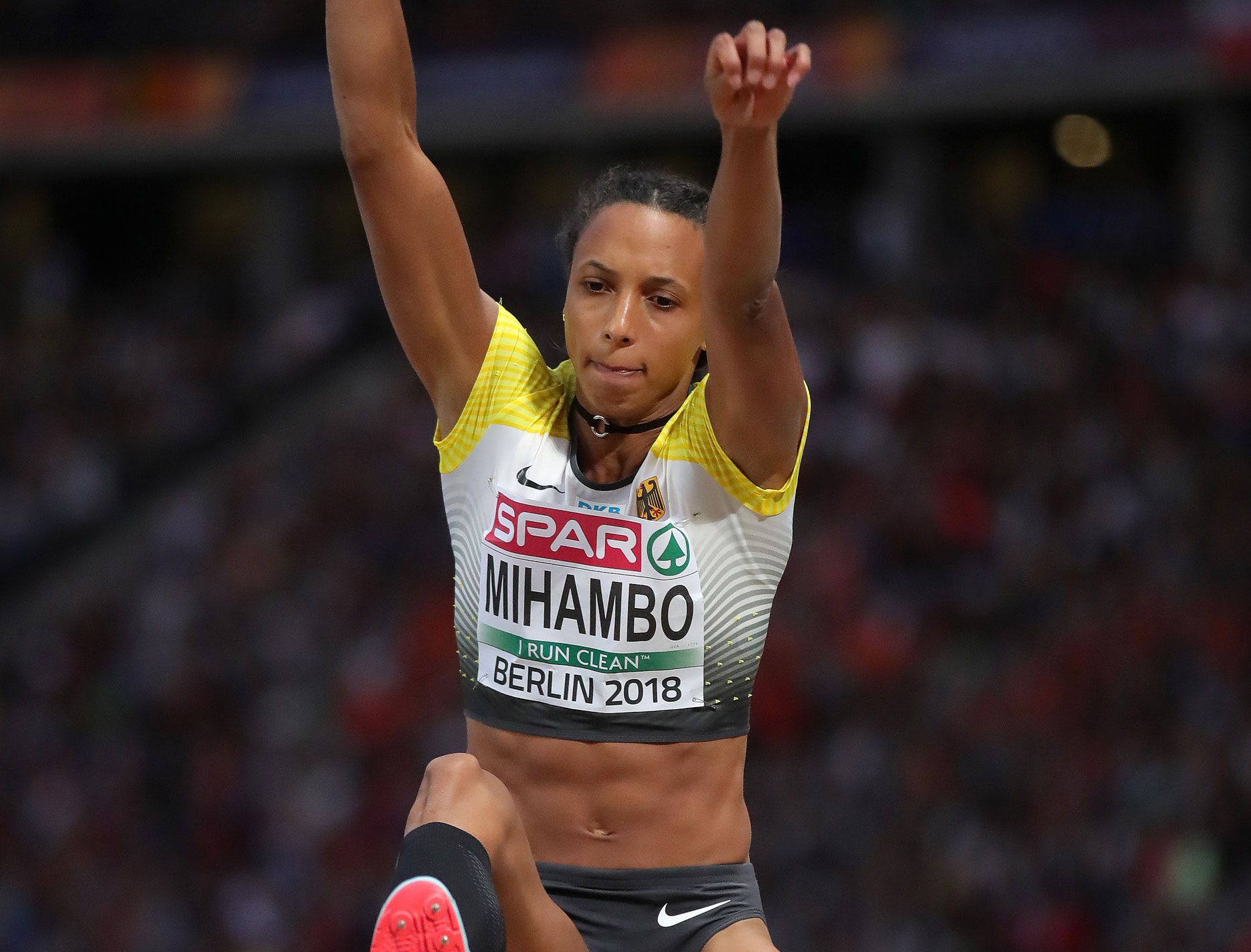 Malaika Mihambo competes at the 2018 European Championships in Berlin