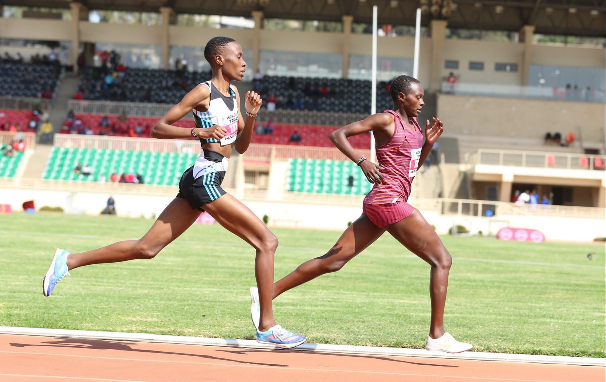  Brenda Chebet and Purity Chepkirui race in the 1500m at the Kenyan U20 trials
