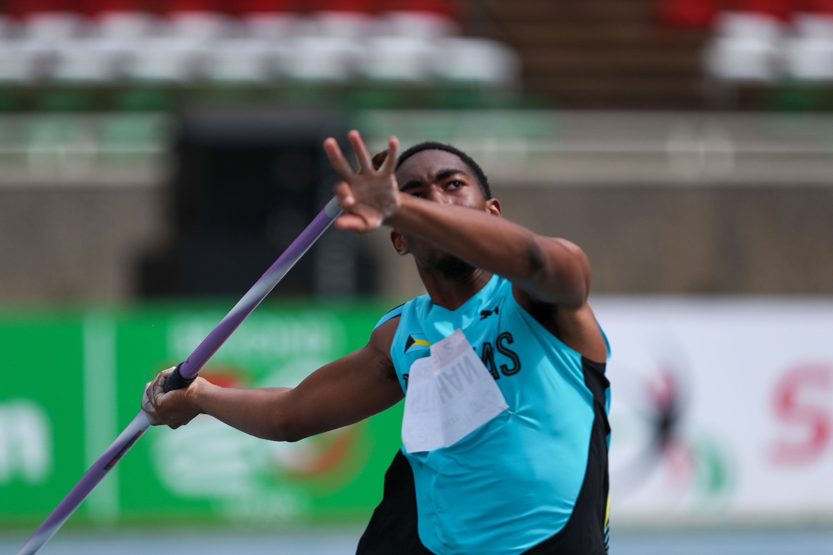 Keyshawn Strachan competes at the World Athletics U20 Championships Nairobi 21