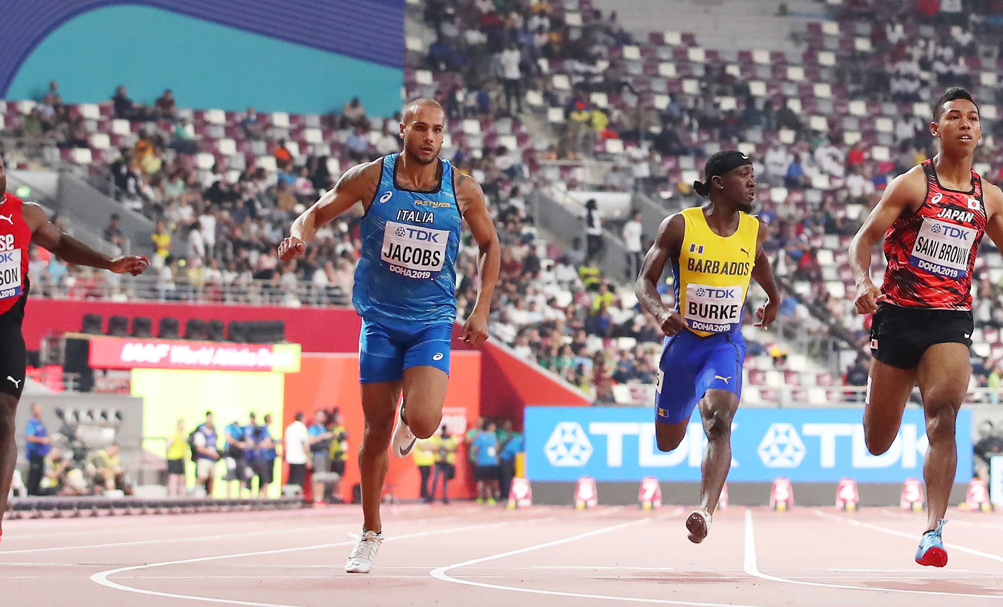 Marcell Jacobs competes at the World Athletics Championships Doha 2019