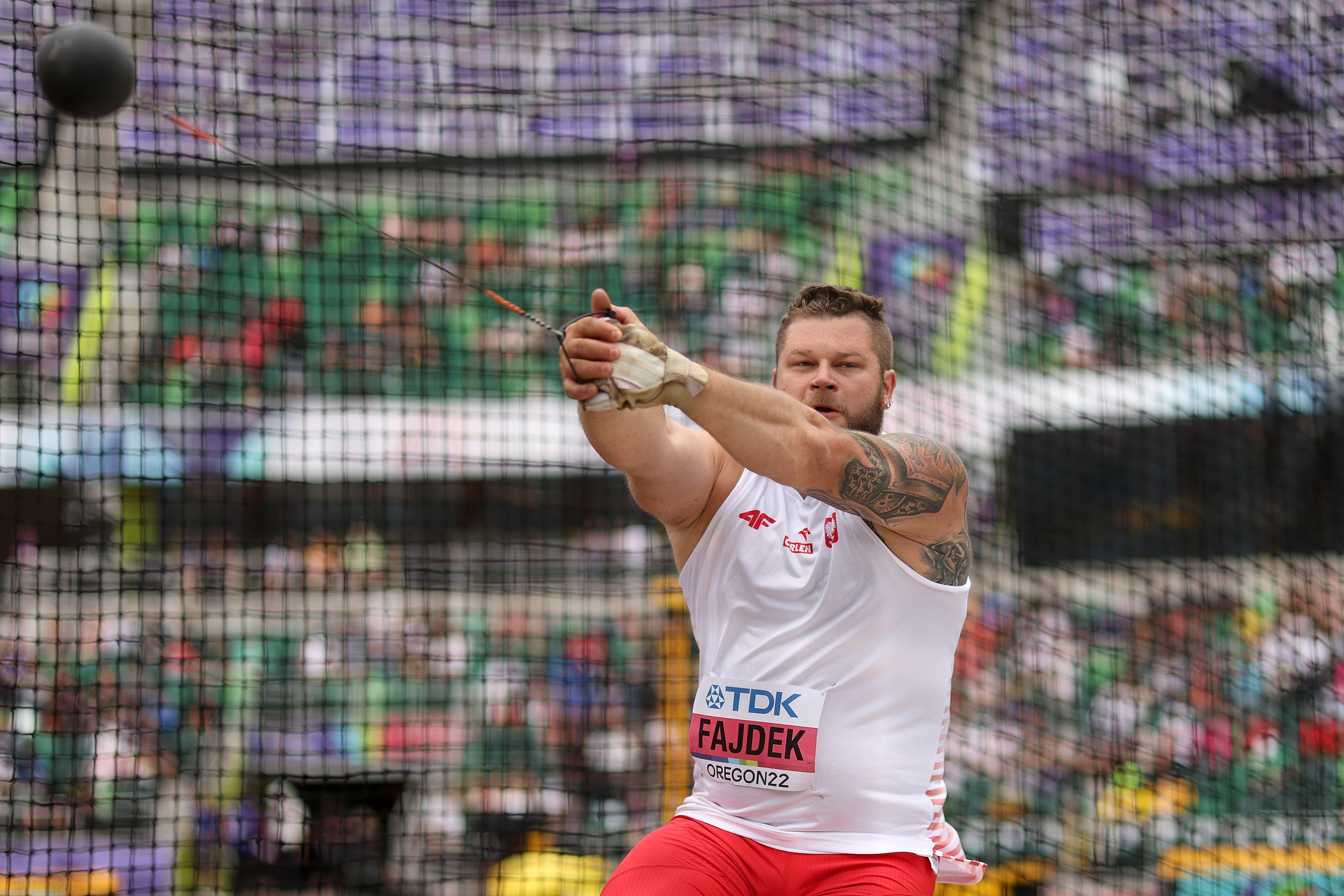 Poland's Pawel Fajdek competes in the hammer final at the World Athletics Championships Oregon22