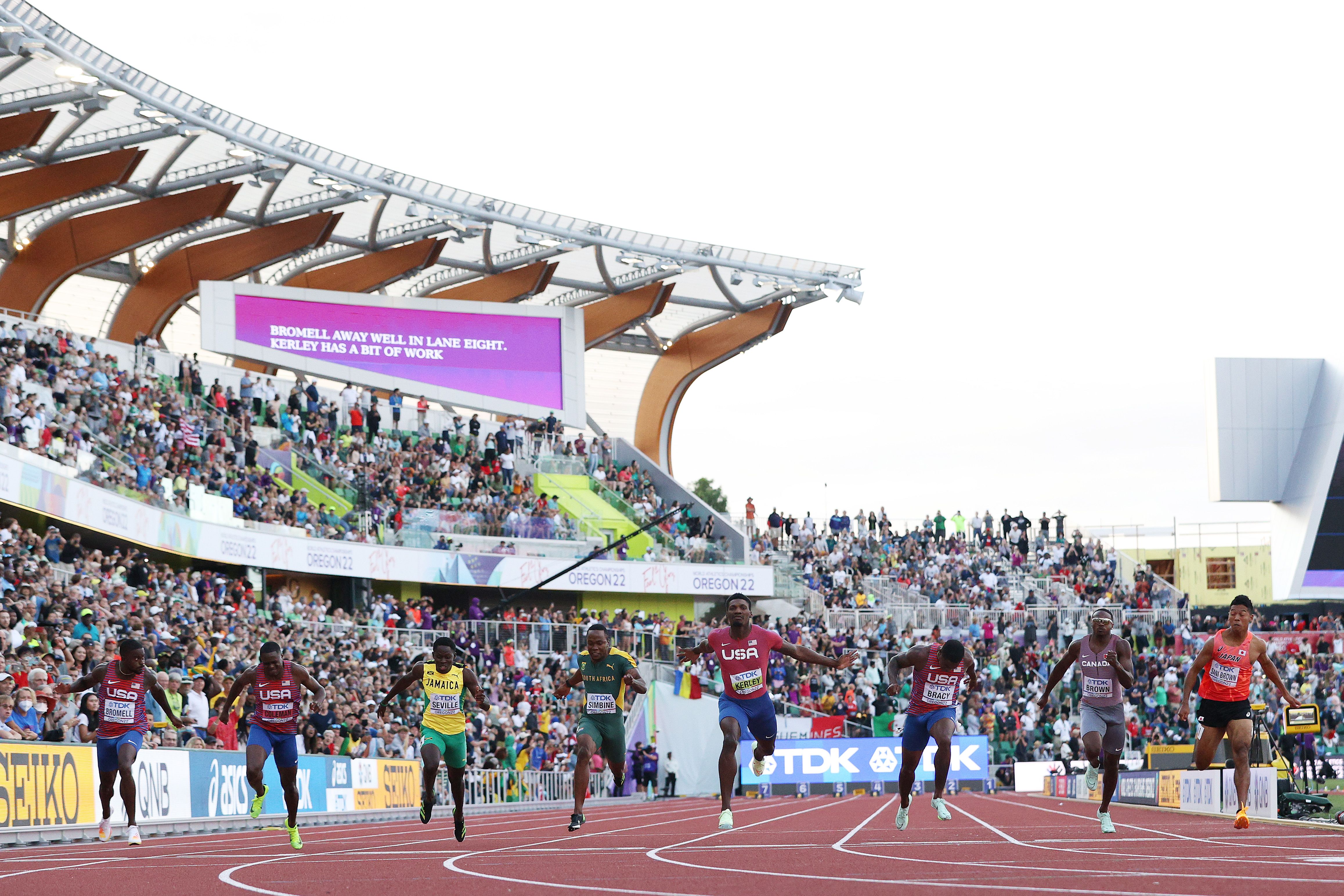 Fred Kerley leads a US medal sweep in the 100m at the World Athletics Championships Oregon22