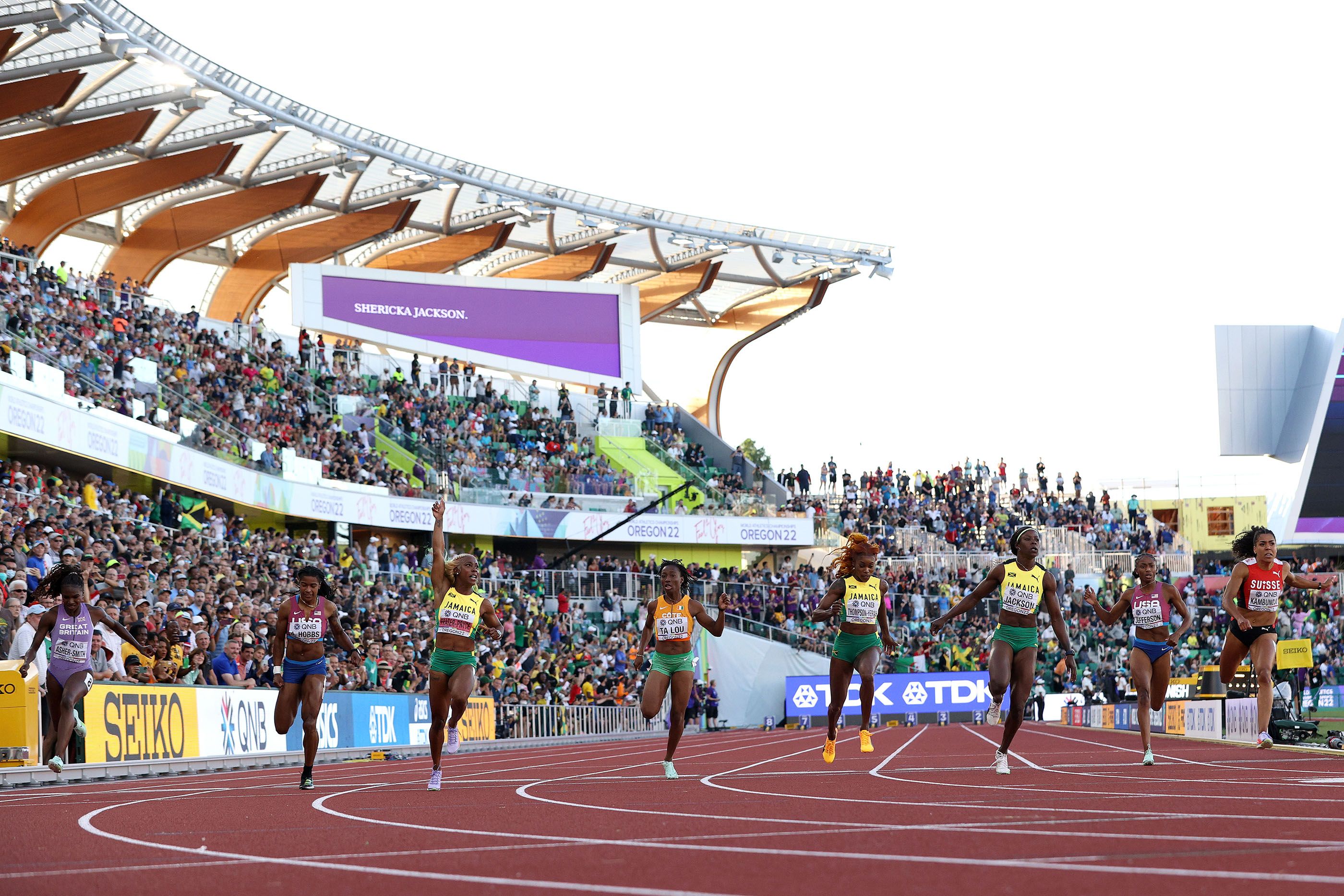 Shelly-Ann Fraser-Pryce wins her fifth world 100m title in Oregon