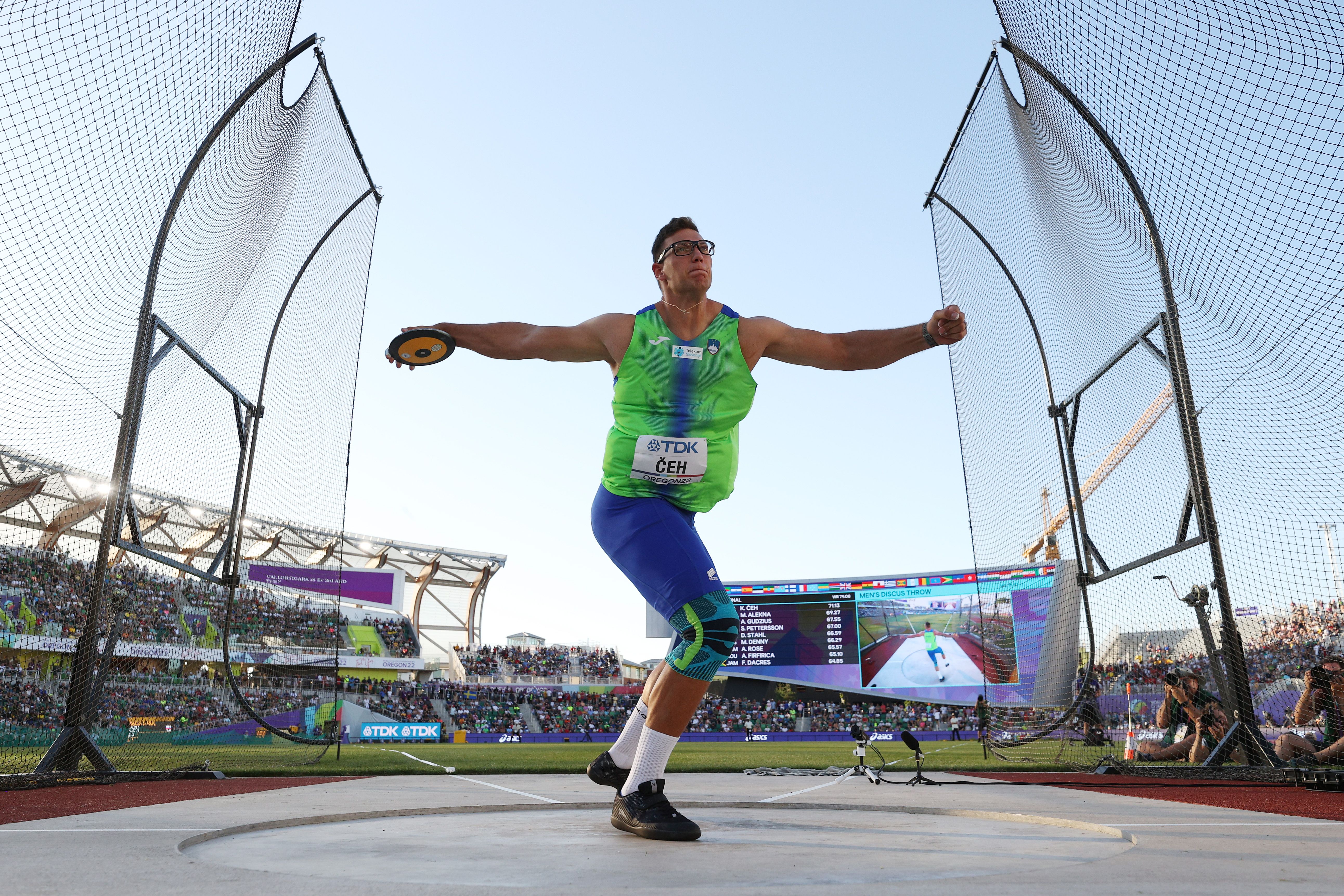 Kristjan Ceh in the discus at the World Athletics Championships Oregon22