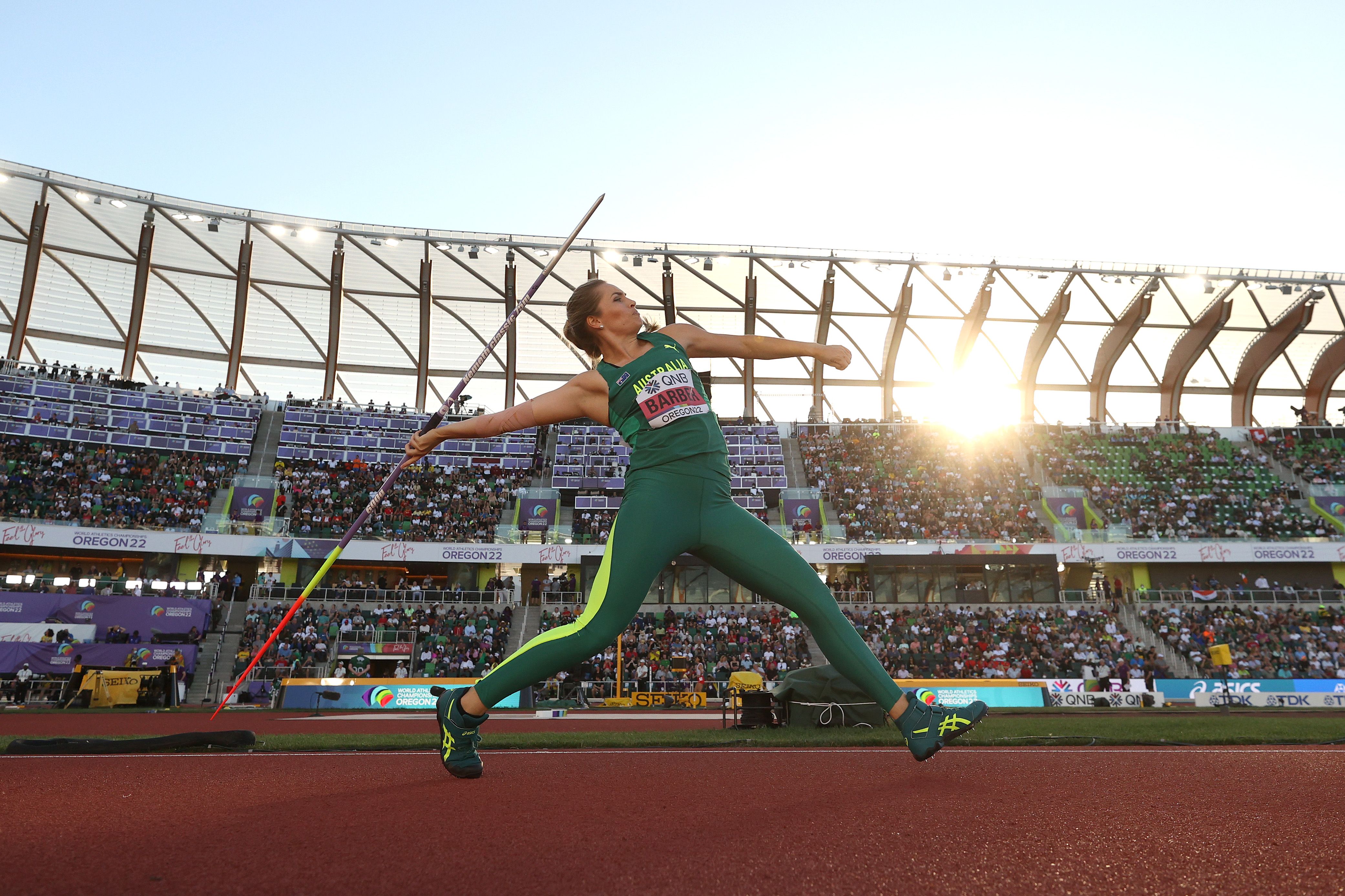 Kelsey-Lee Barber in the javelin at the World Athletics Championships Oregon22