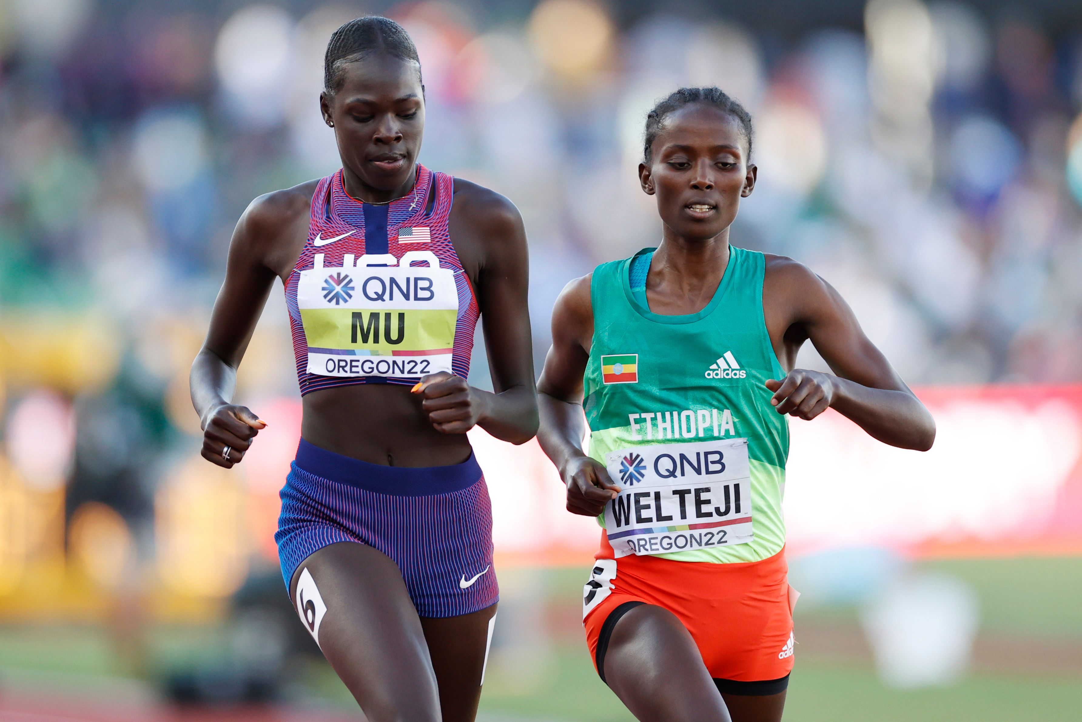 Athing Mu and Diribe Welteji at theWorld Athletics Championships Oregon22 