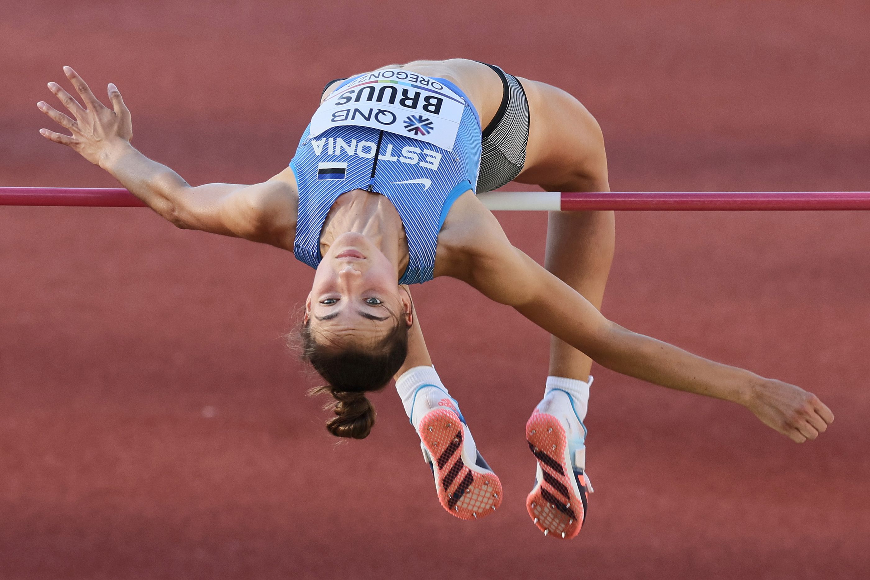 Karmen Bruus competes in the high jump final at the World Athletics Championships Oregon22