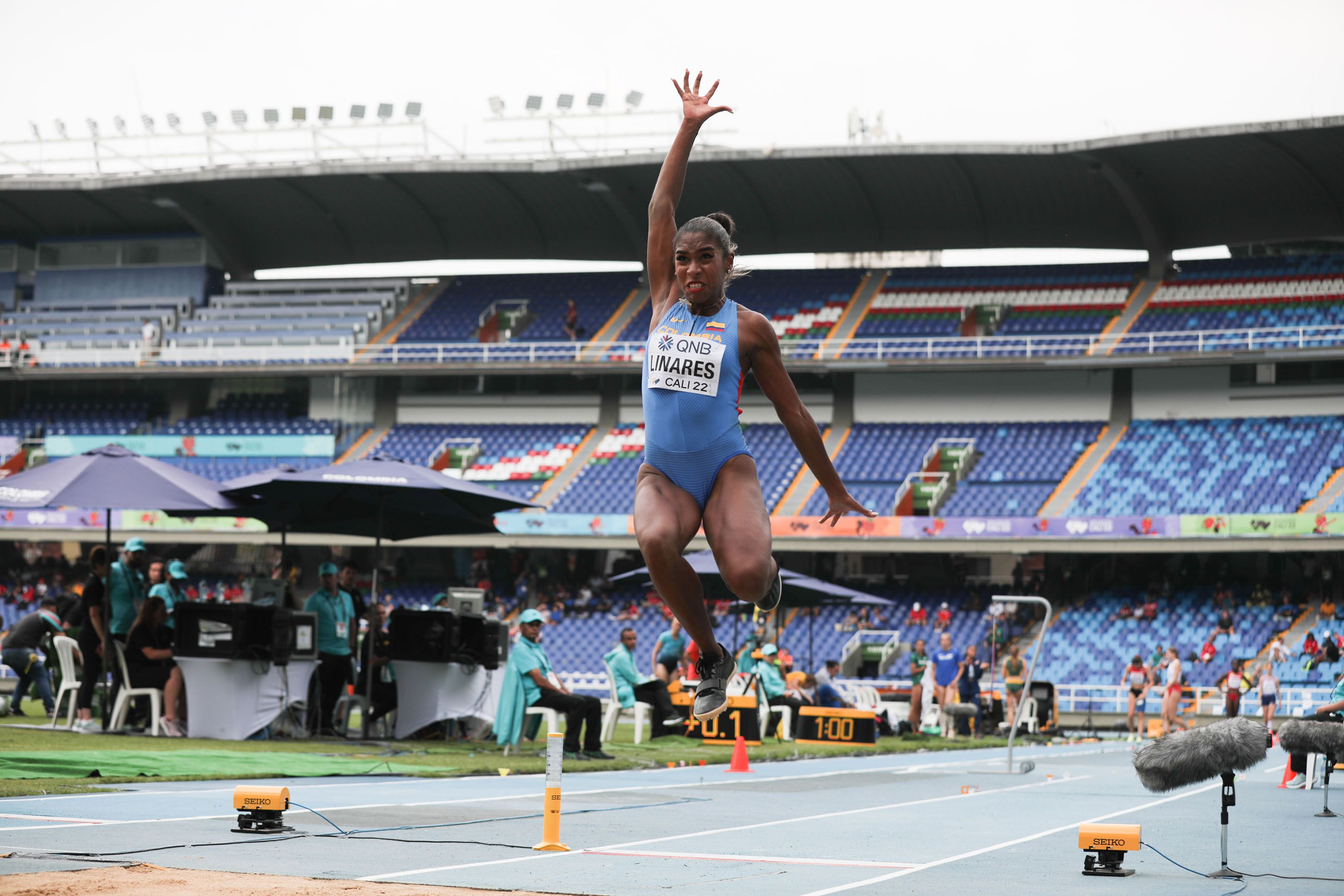 Colombia's Natalia Linares in long jump qualification at the World U20 Championships Cali 22