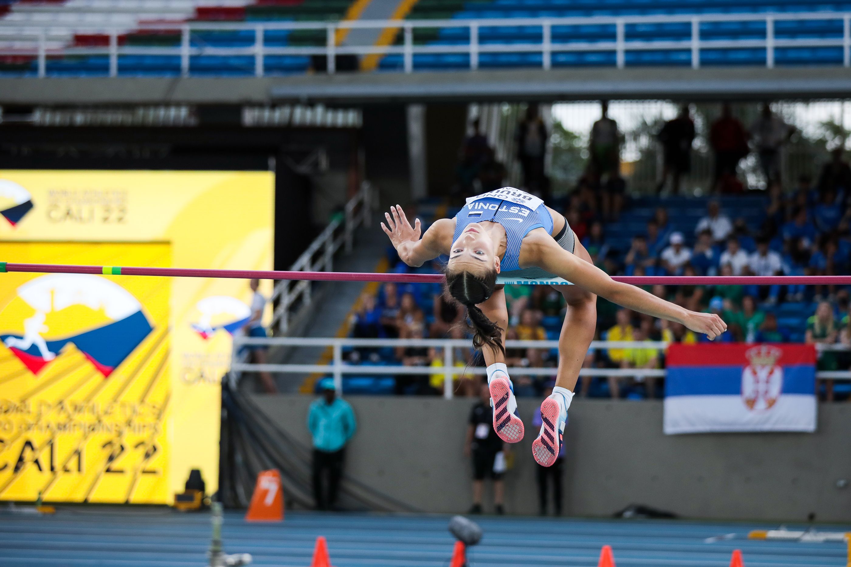 High jump winner Karmen Bruus of Estonia at the World Athletics U20 Championships Cali 22