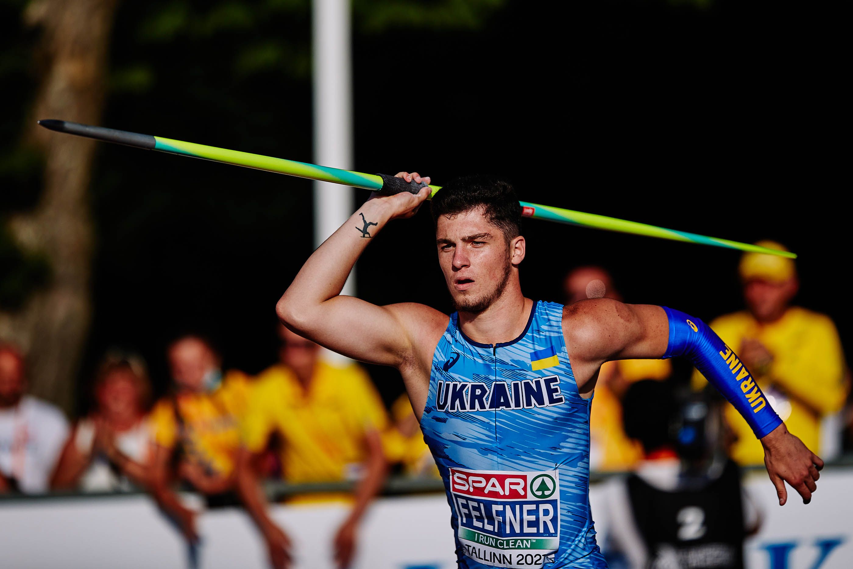 Ukrainian javelin thrower Artur Felfner at the 2021 European U20 Championships in Tallinn