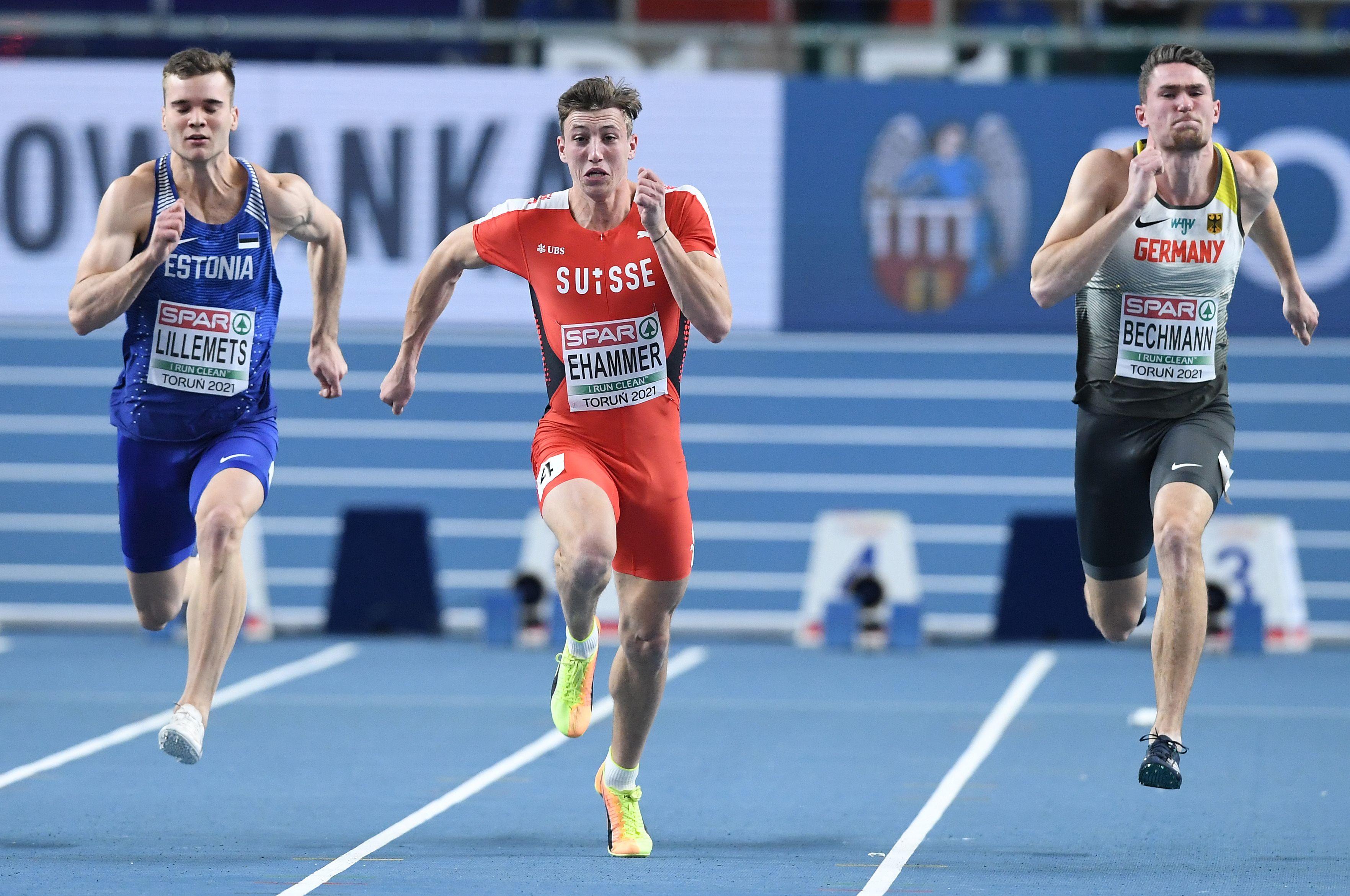 Simon Ehammer competes at the 2021 European Indoor Championships in Torun