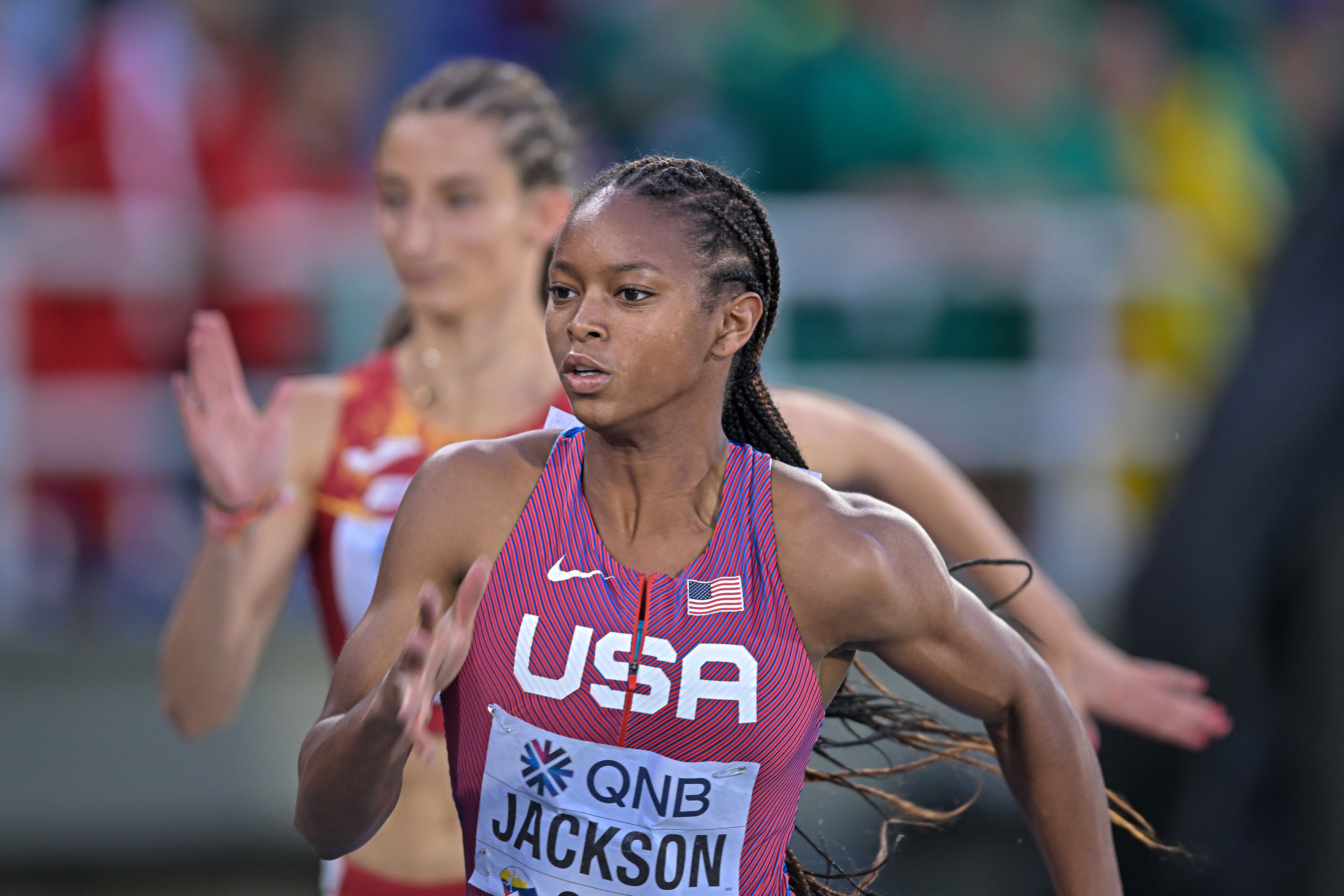 Shawnti Jackson in action at the World Athletics U20 Championships Cali 22