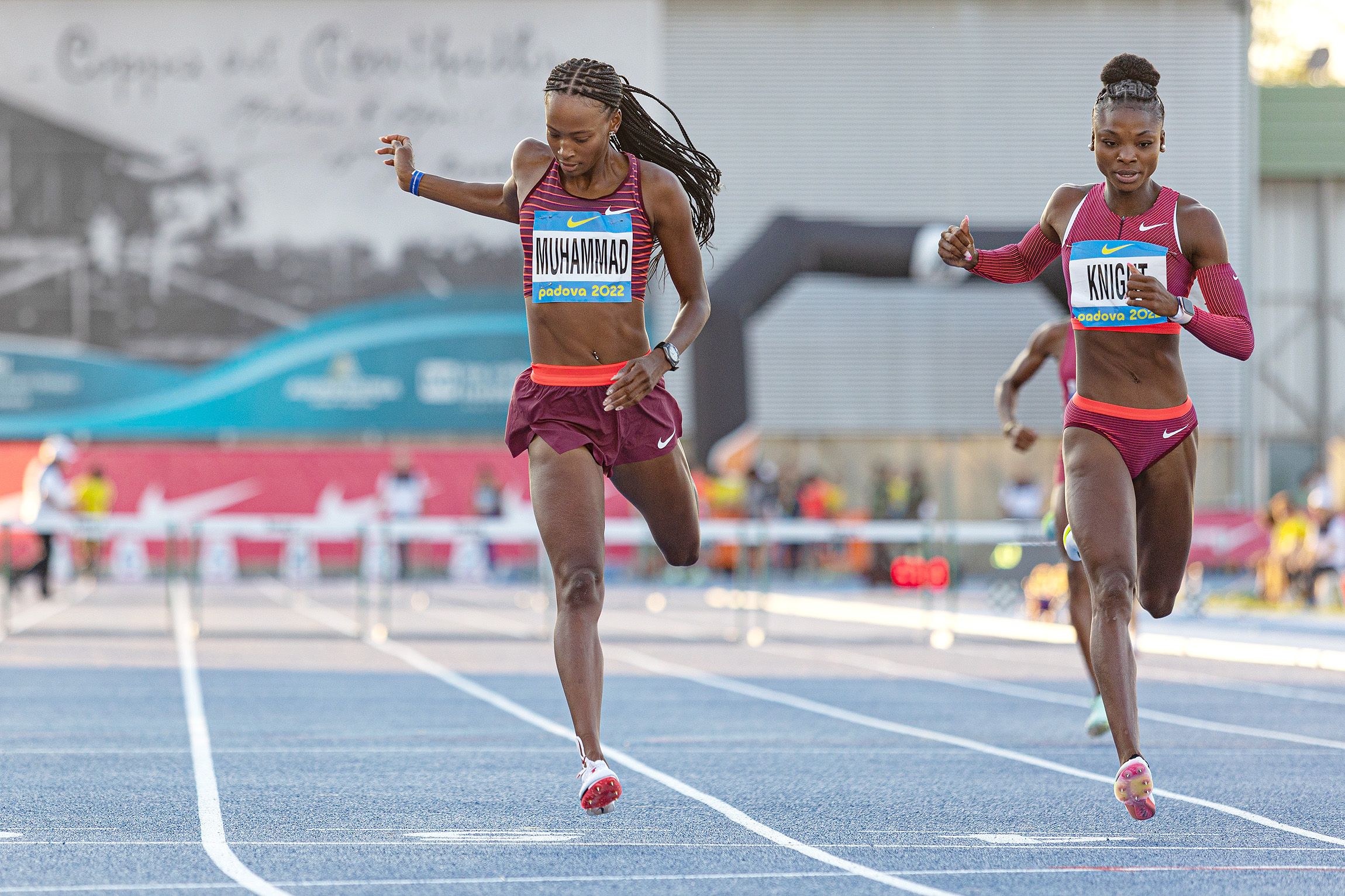 Dalilah Muhammad wins the 400m hurdles in Padua