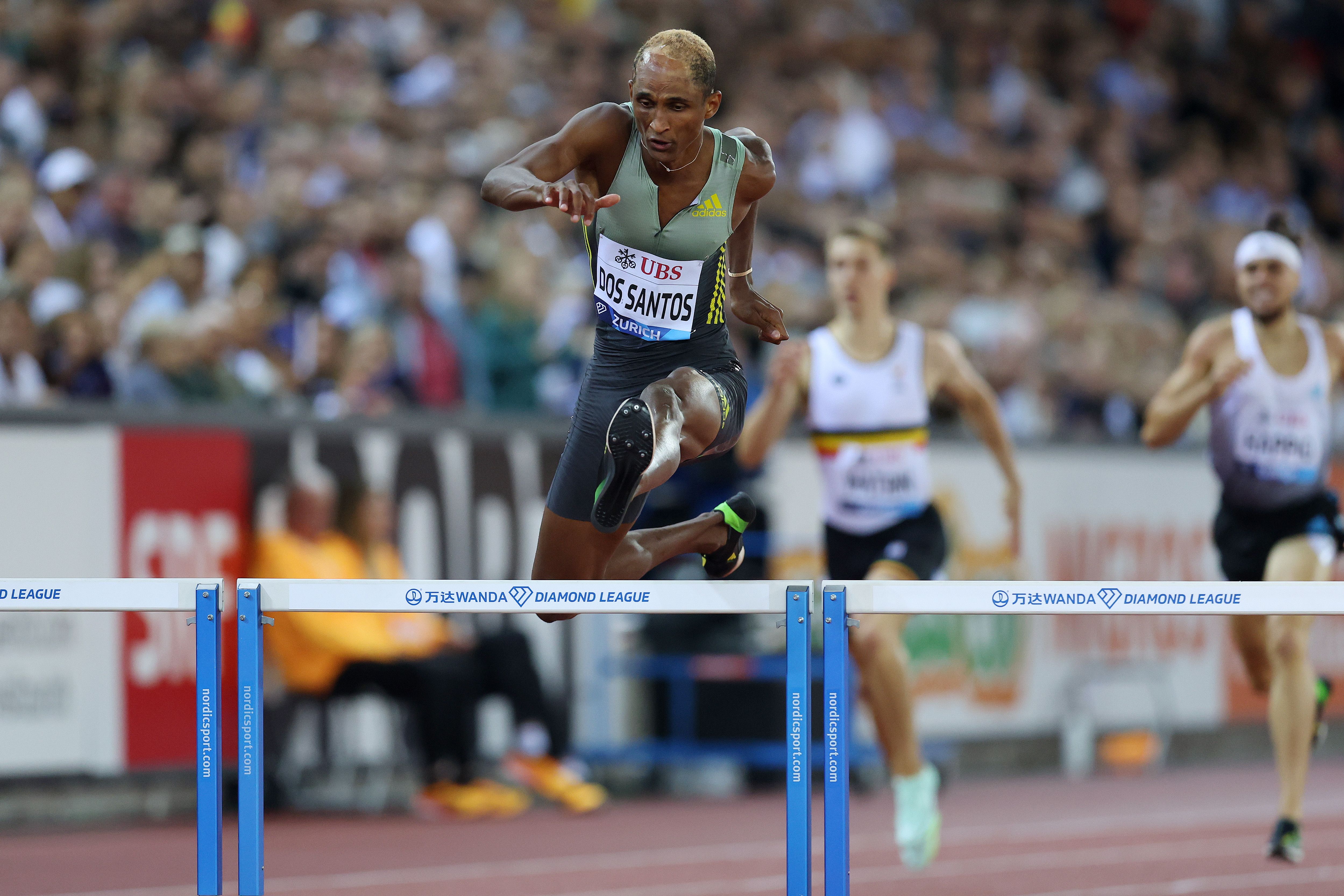 400m hurdles winner Alison Dos Santos at the Wanda Diamond League Final in Zurich