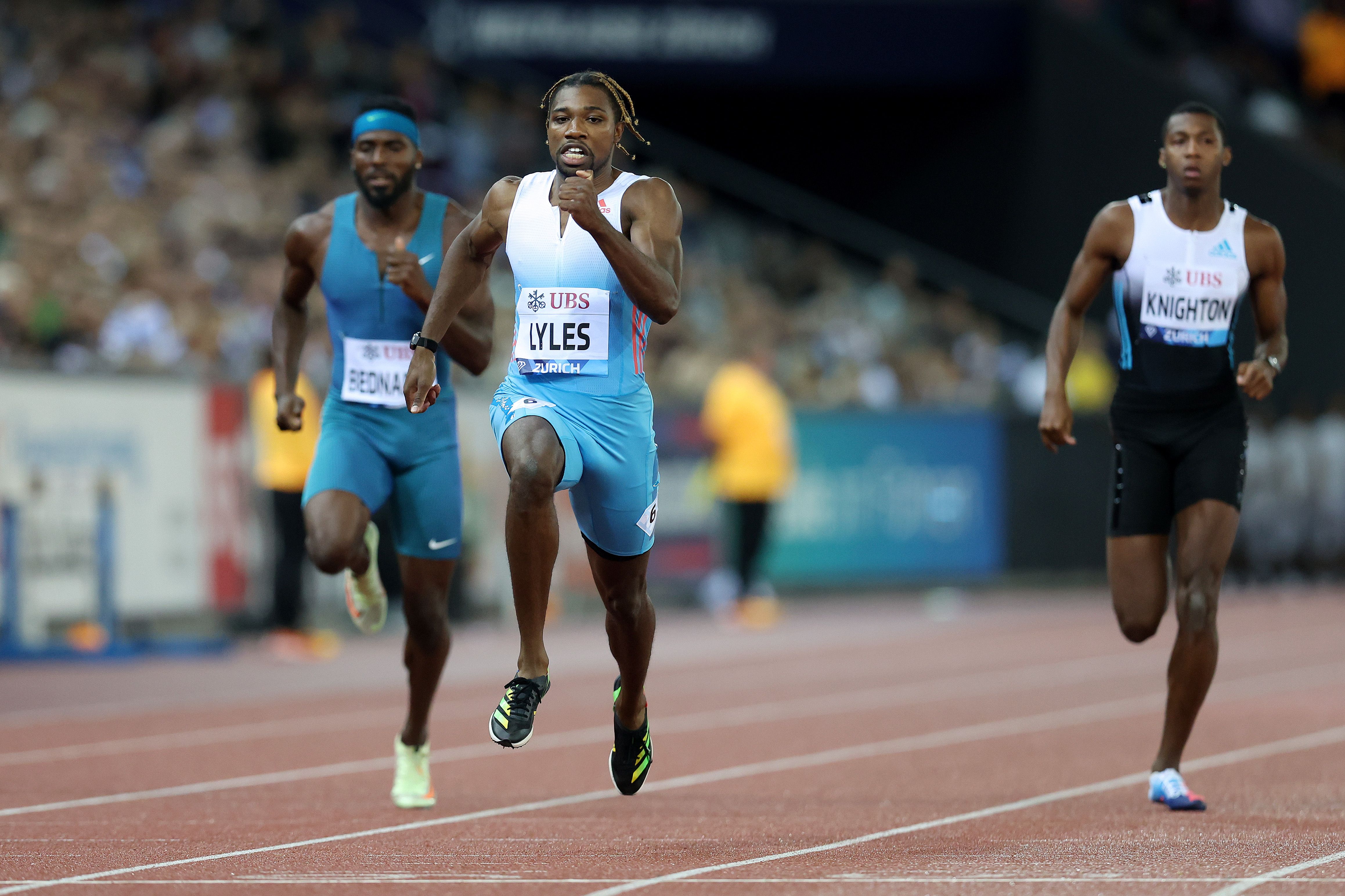 Noah Lyles in the 200m at the Wanda Diamond League Final in Zurich