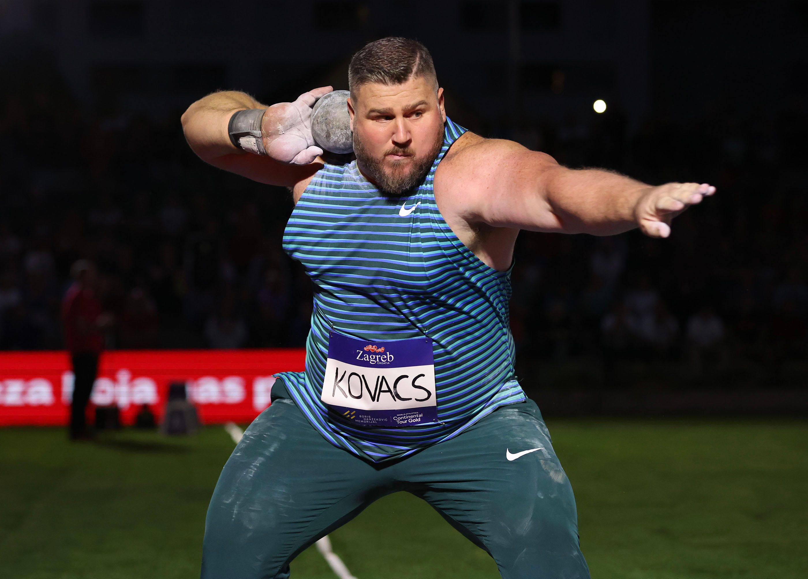 Joe Kovacs competes at the World Athletics Continental Tour Gold meeting in Zagreb