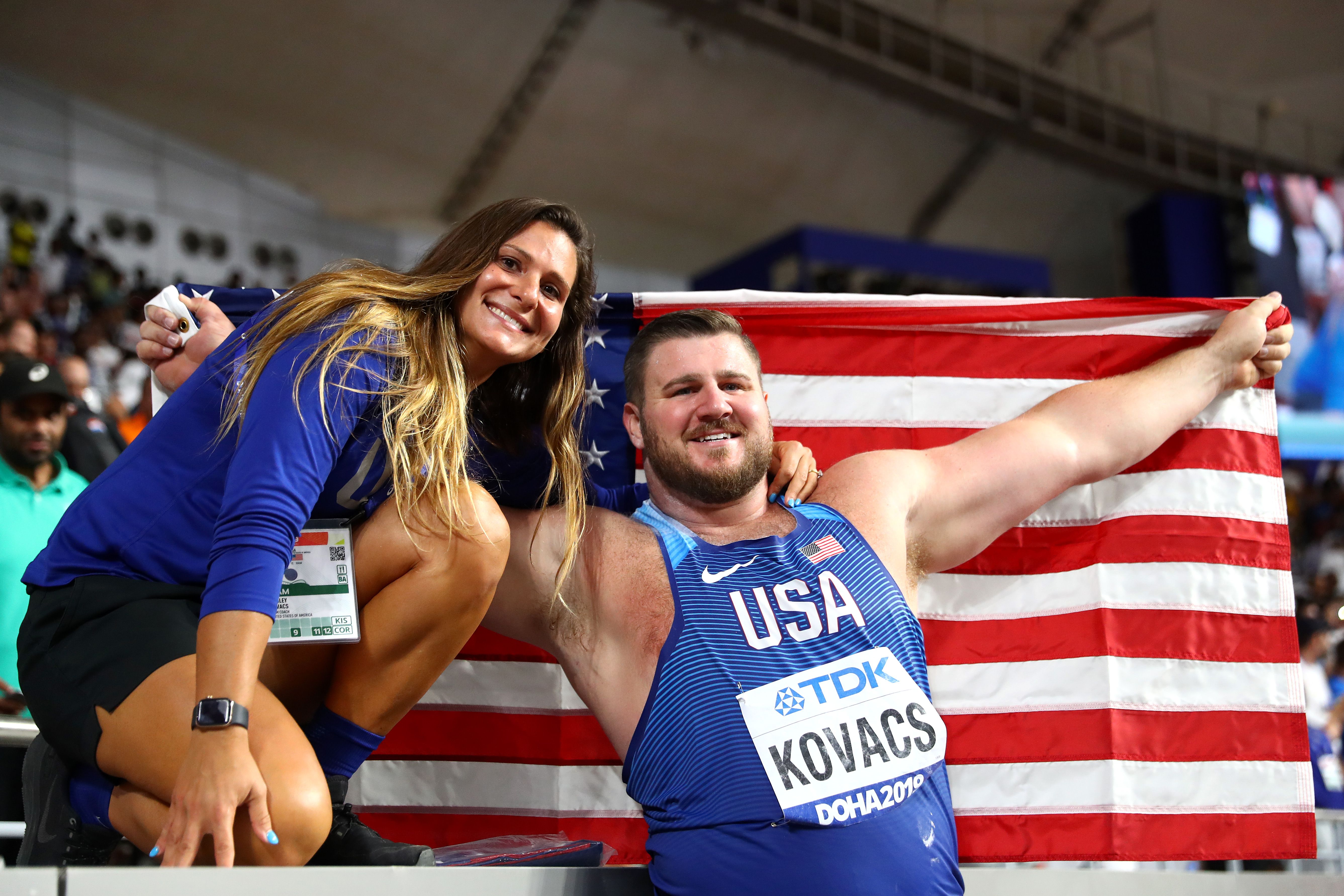 Ashley and Joe Kovacs at the World Athletics Championships Doha 2019