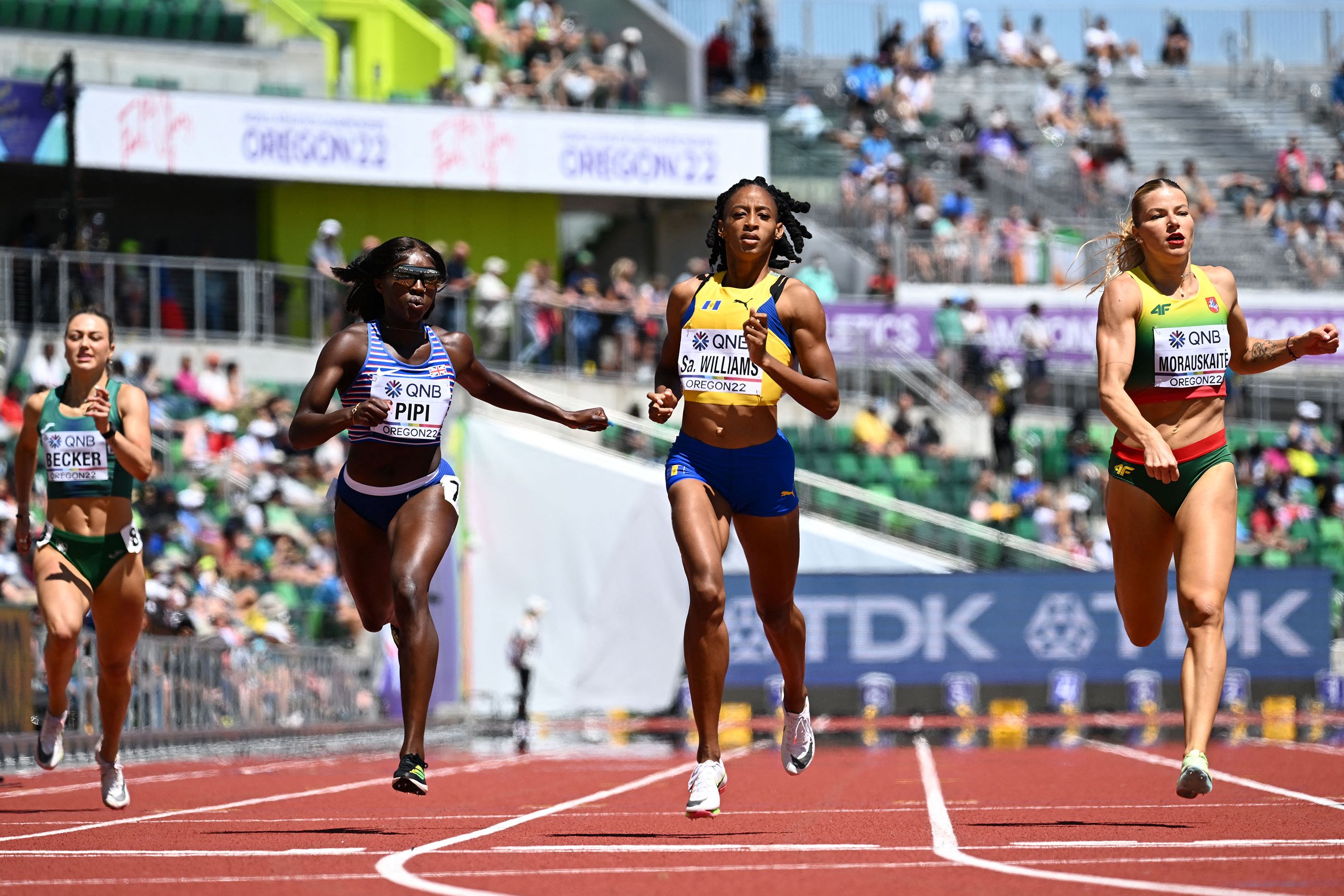 Sada Williams in 400m action at the World Athletics Championships Oregon22