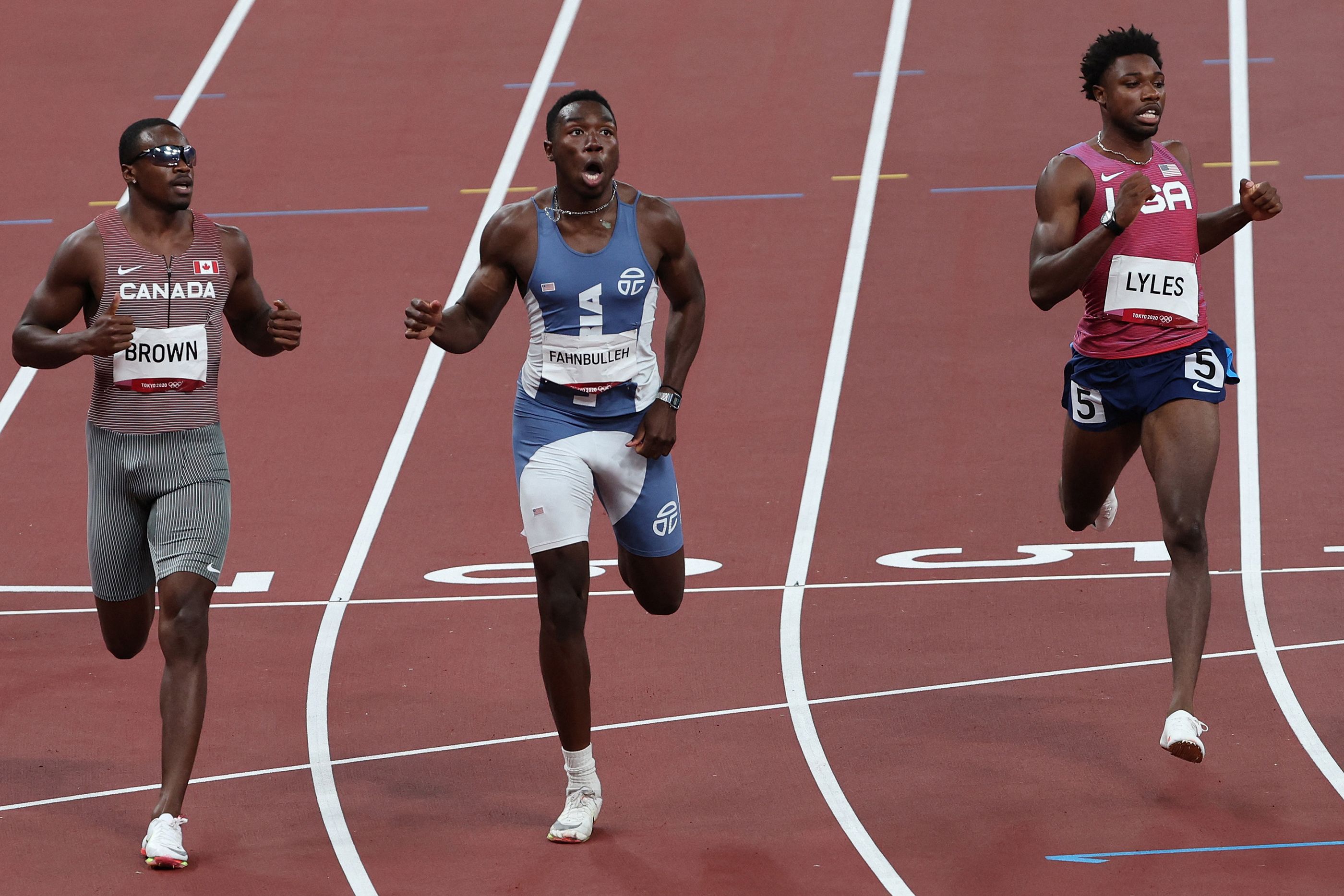 Joseph Fahnbulleh competes in the 200m semifinals at the Olympic Games in Tokyo
