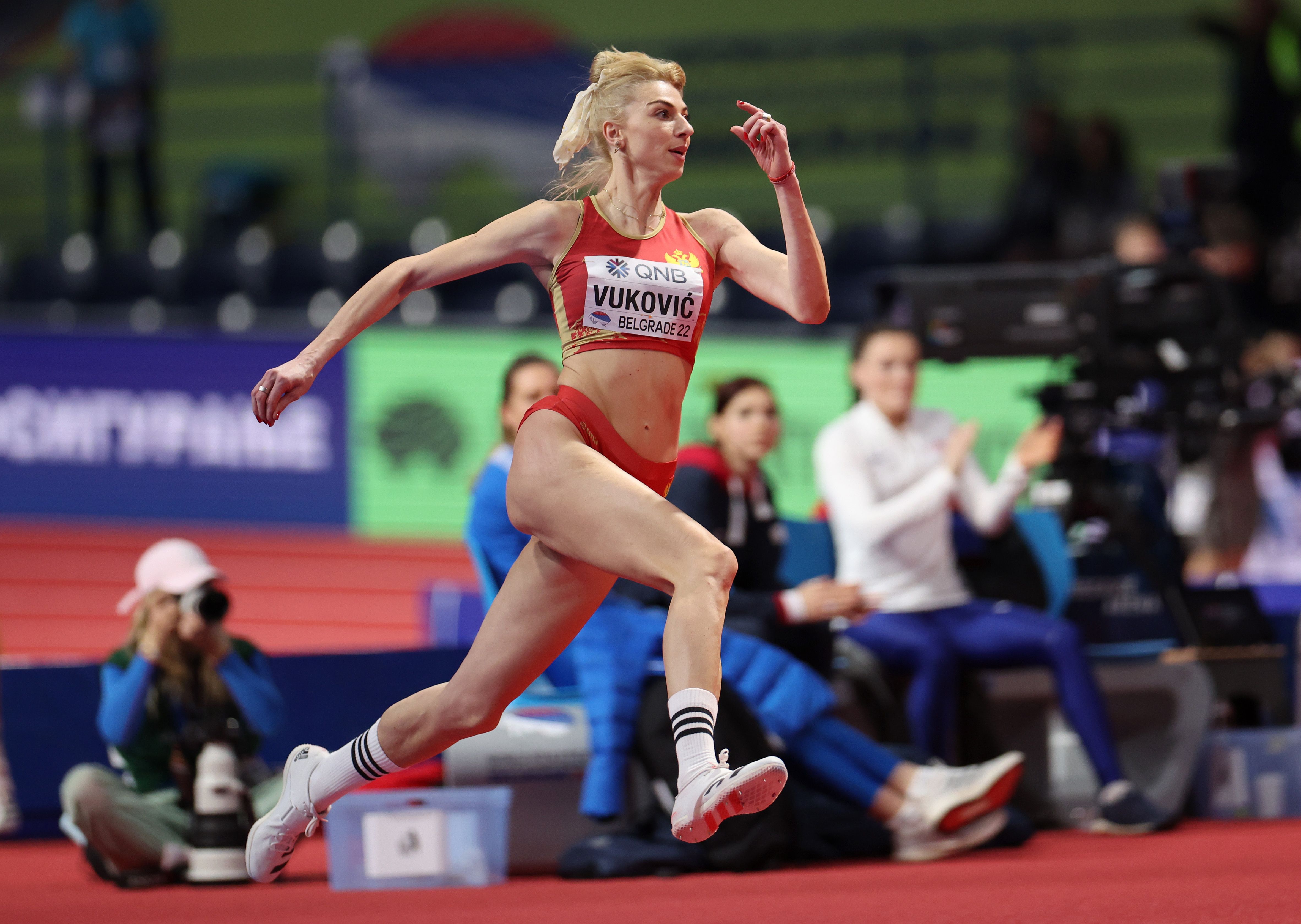 Marija Vukovic in the high jump at the World Athletics Indoor Championships Belgrade 22