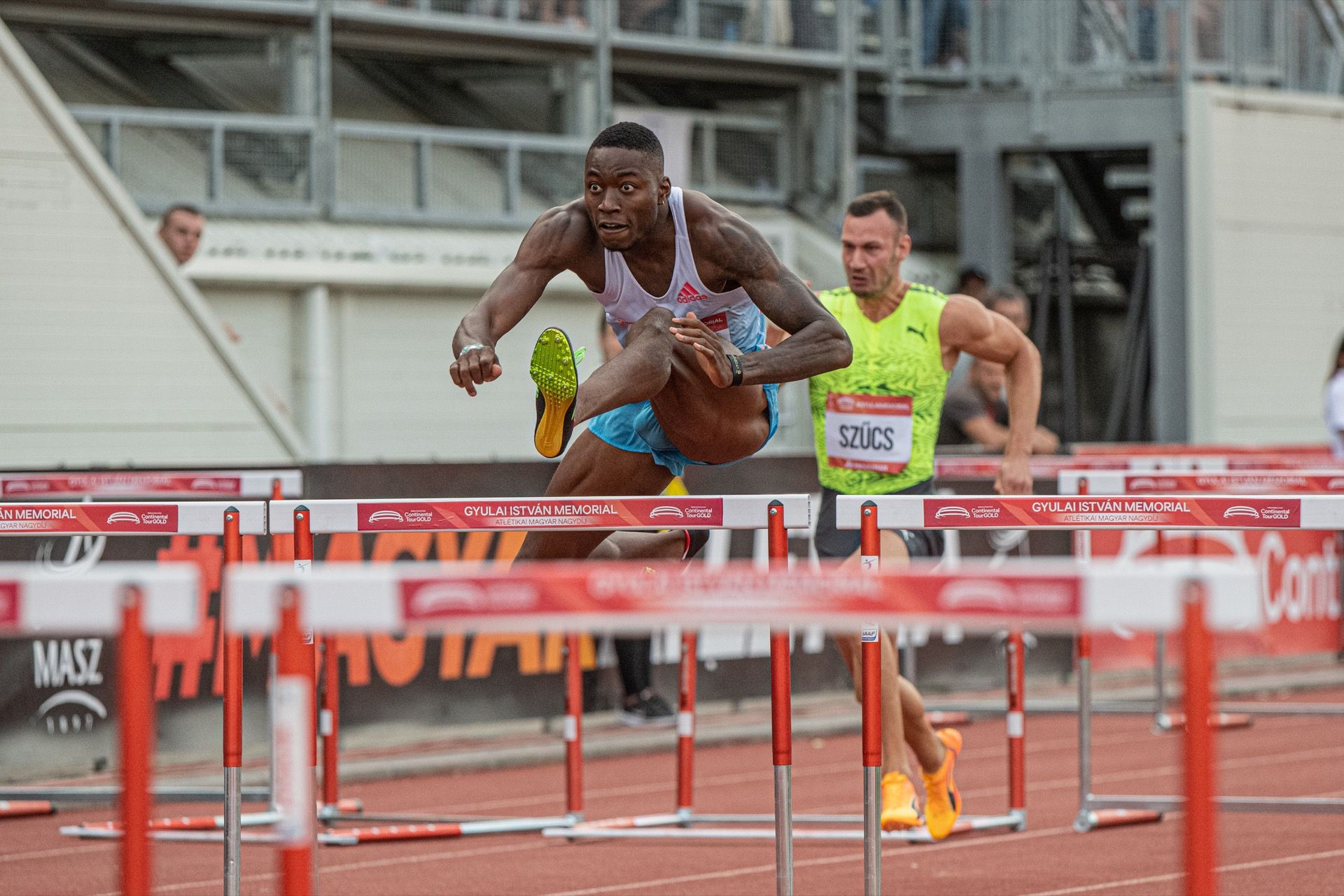 Grant Holloway and Hungary's Szűcs Valdó at the Gyulai István Memorial - Hungarian Athletics Grand Prix 2022